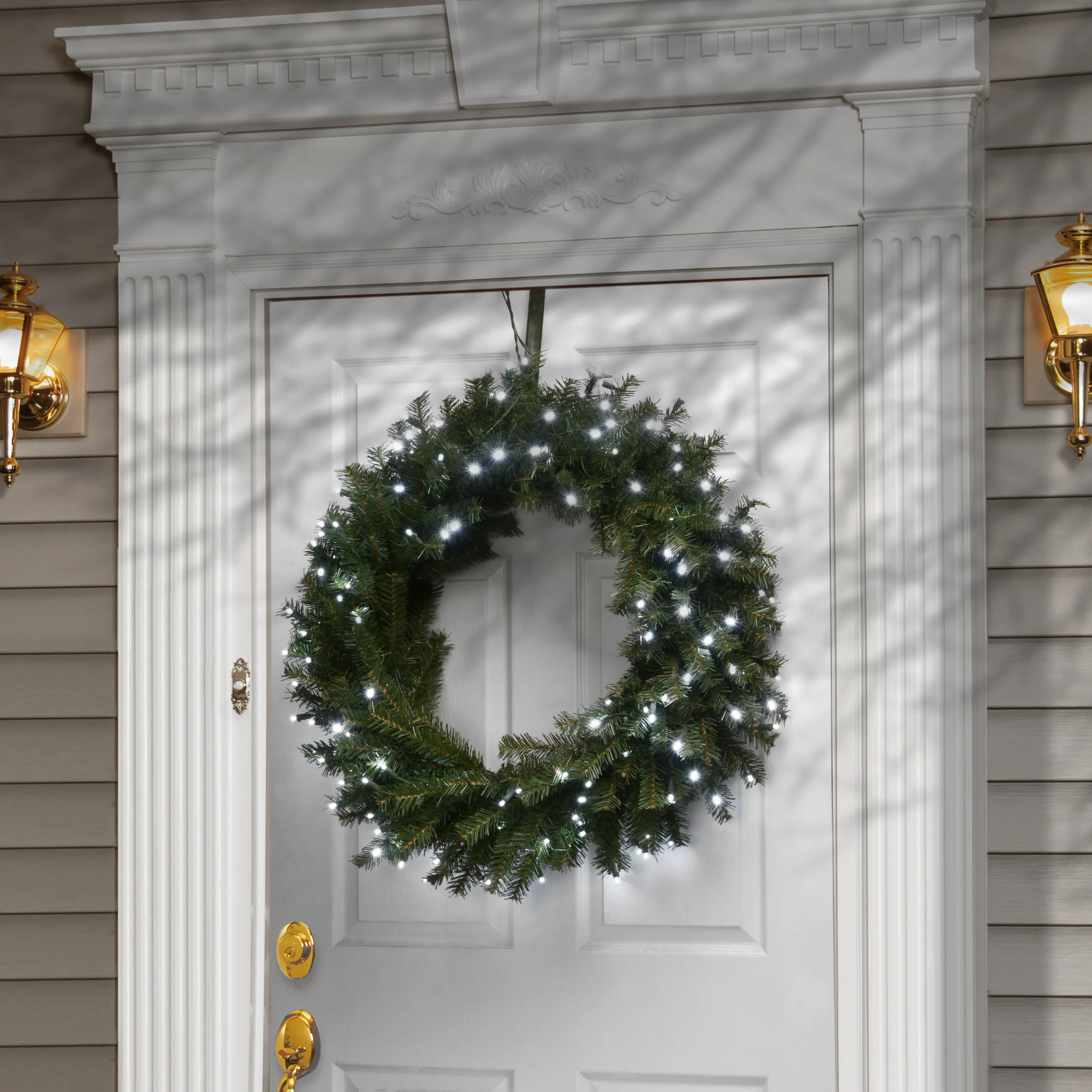 30 in. Pre-Lit Memory-Shape Norwood Fir Wreath with Warm White LED Lights, Plug-In - Image 6