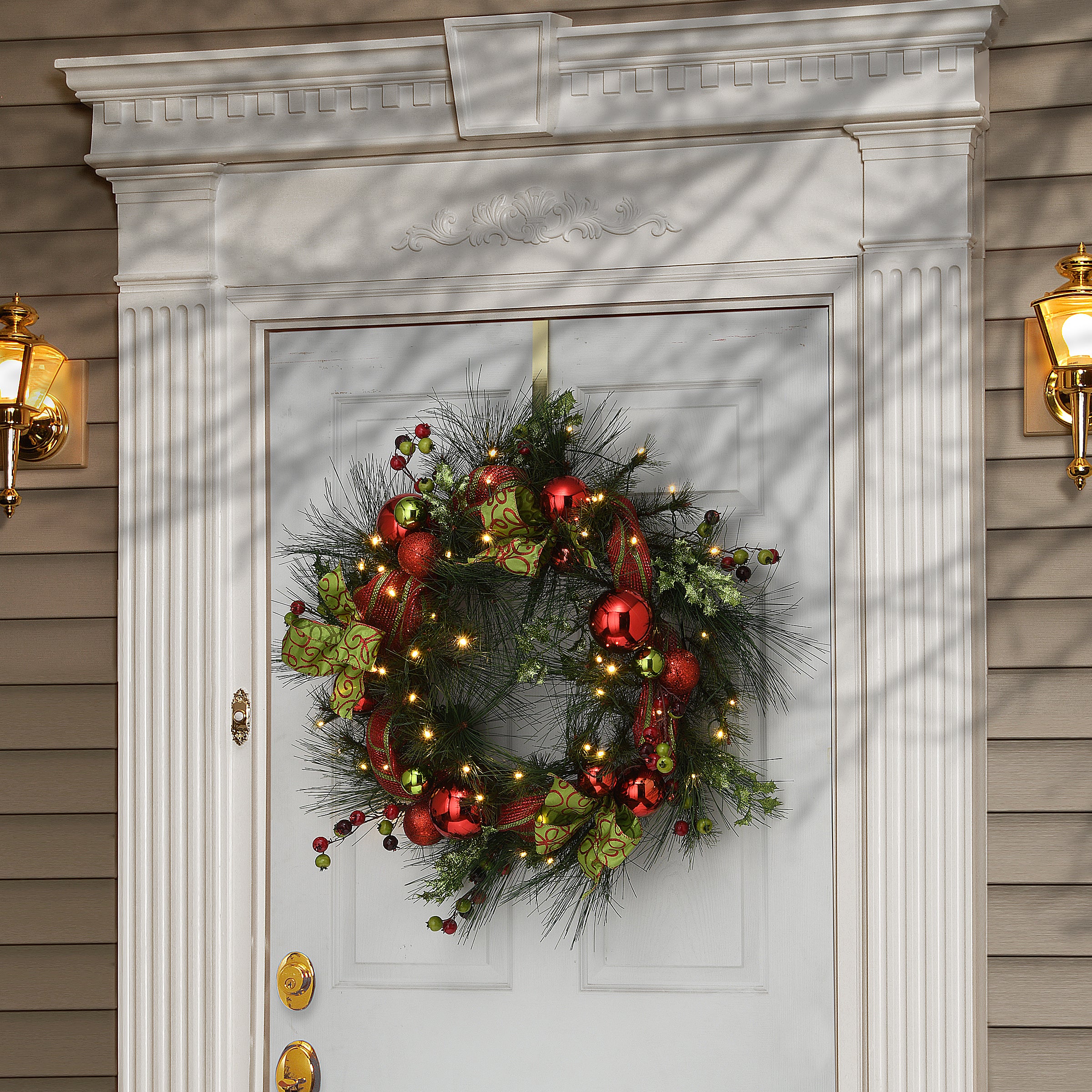 30 in. Pre-Lit Ornament Wreath with LED Lights - Image 2
