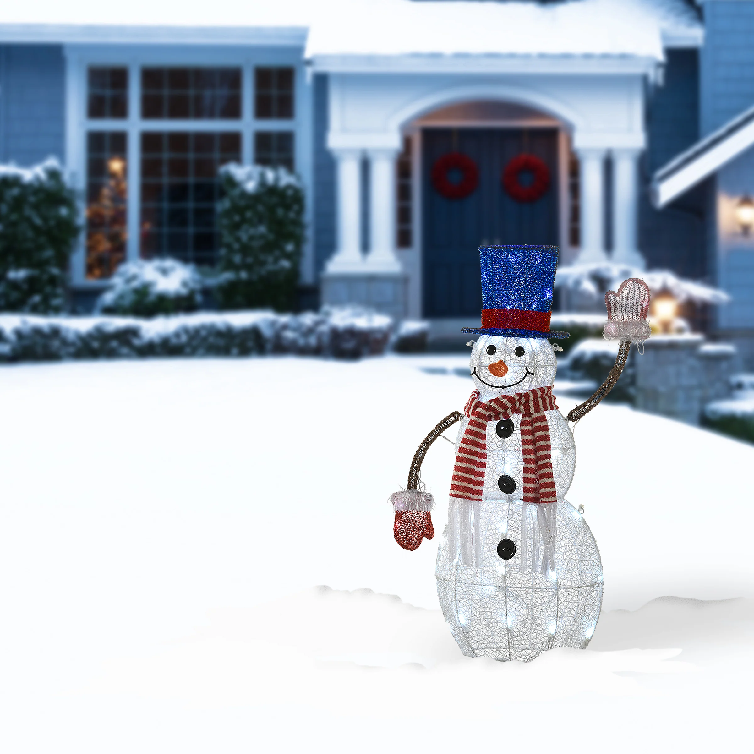 30 in. Pre-Lit Fabric Snowman, Plug-In - Image 2