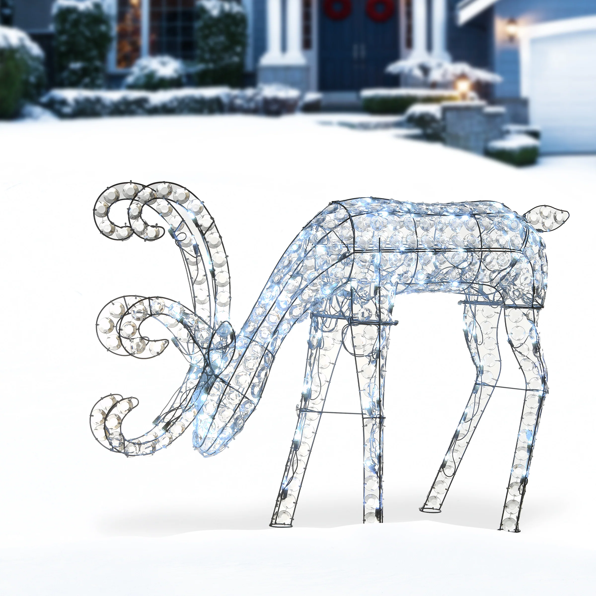 31 in. Crystal Bead Feeding Deer with LED Lights - Image 2