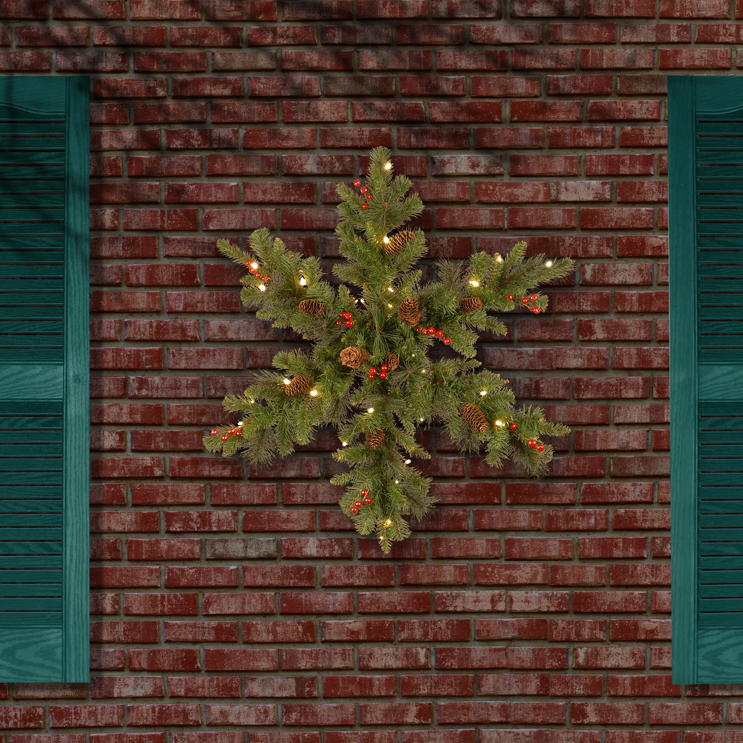 32 in. Pre-Lit Crestwood Spruce  Snowflake with Warm White LED Lights - Image 2