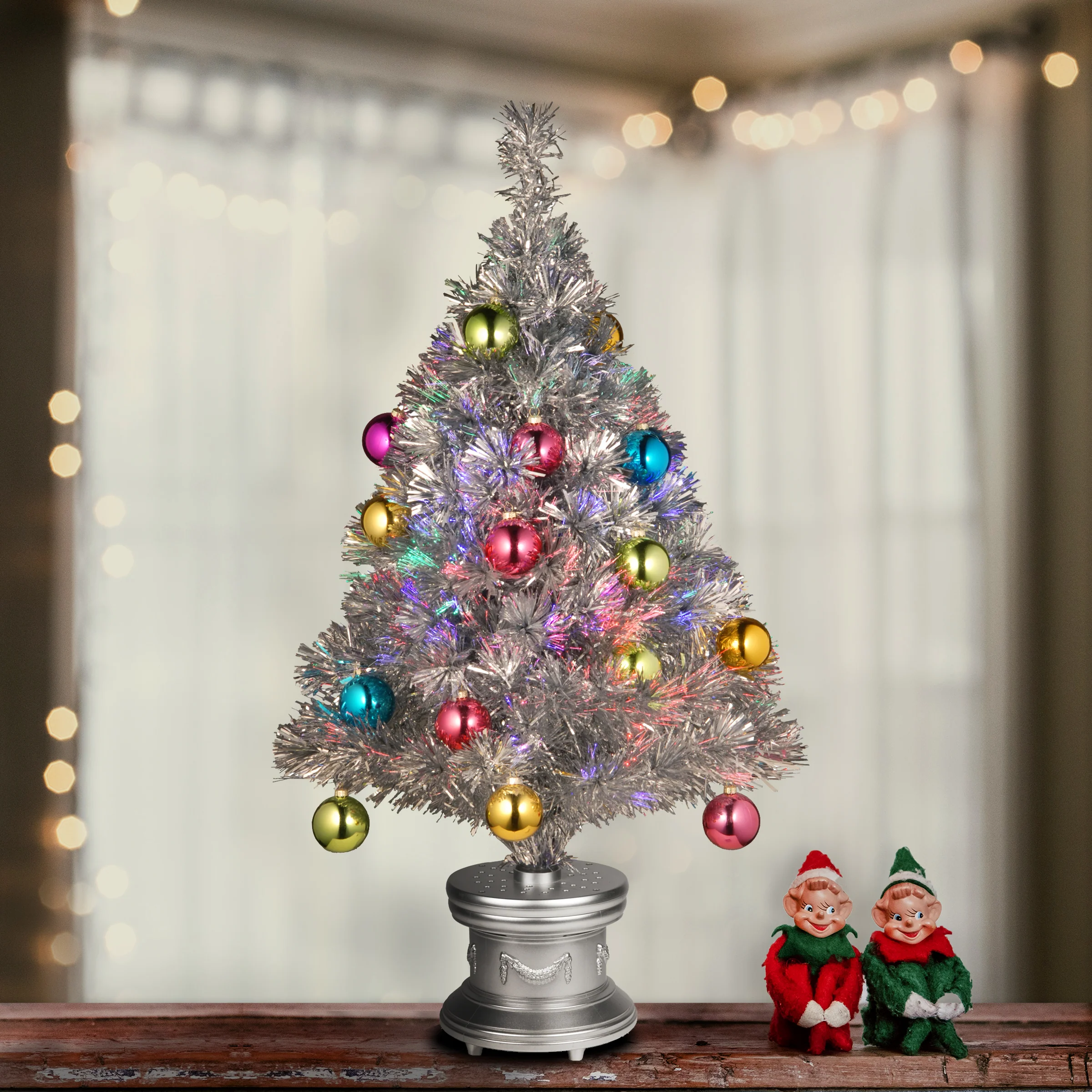 32 in. Pre-Lit Fiber Optic Fireworks Ornament Tree - Image 2