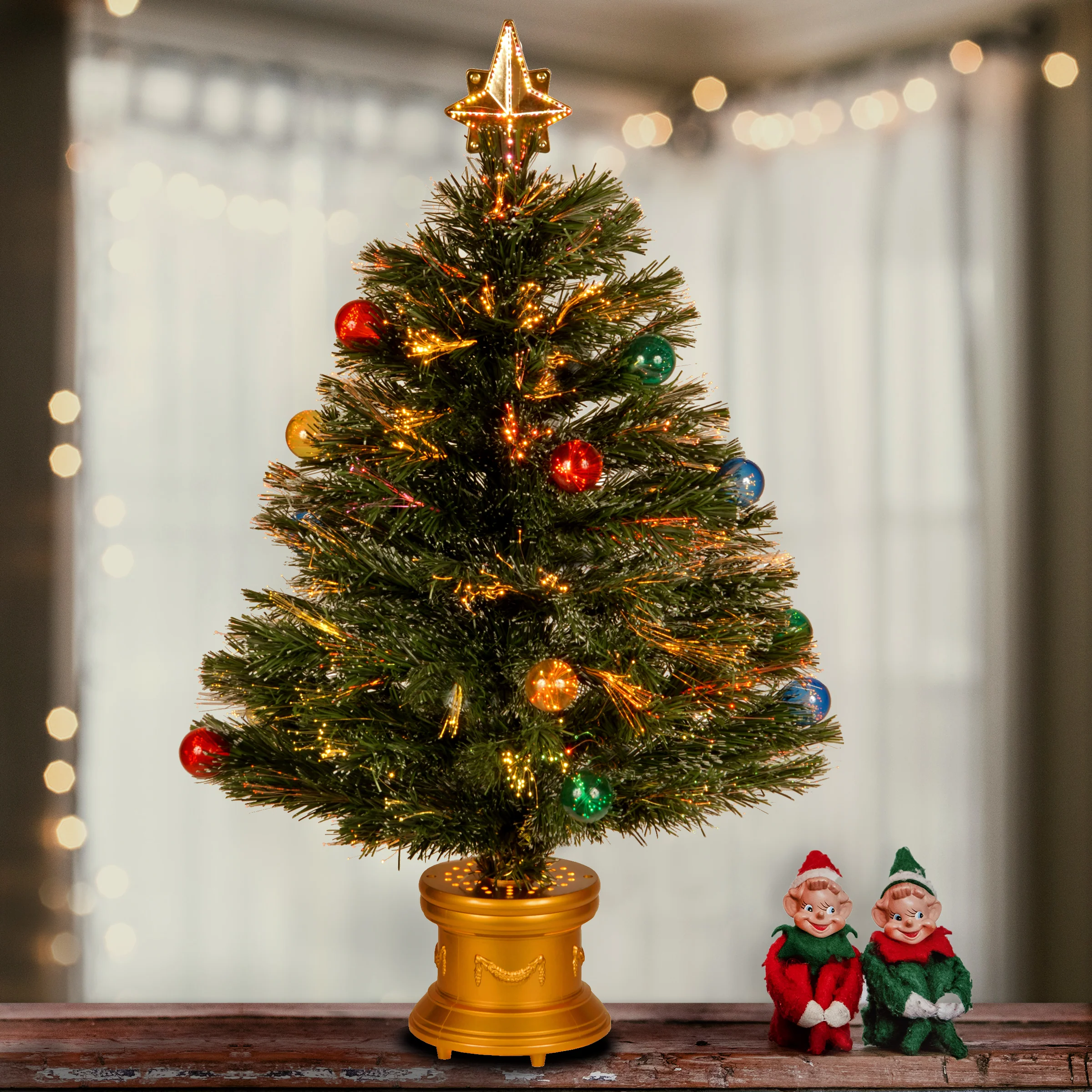 32 in. Pre-Lit Fiber Optic Fireworks Tree with Ball Ornaments - Image 2