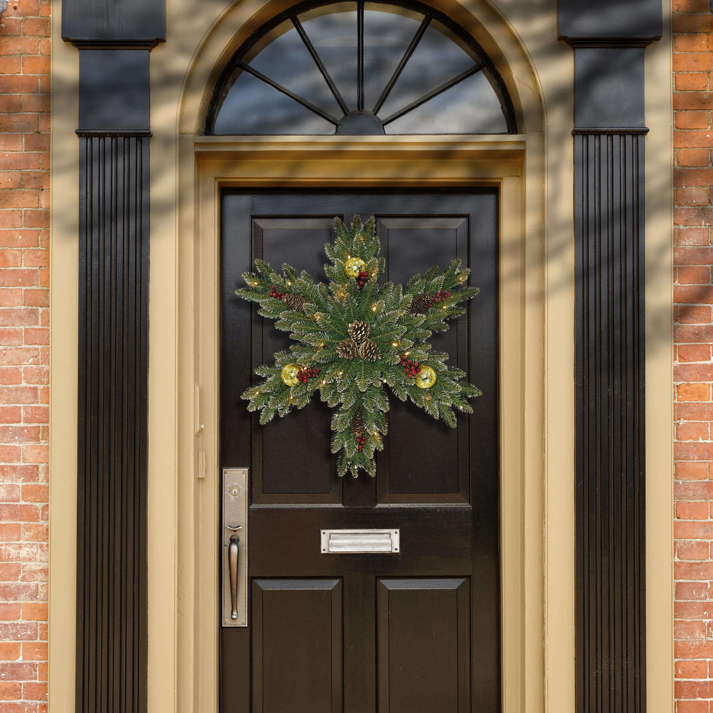 32 in. Pre-Lit Glittery Gold Dunhill Fir Snowflake with LED Lights - Image 2