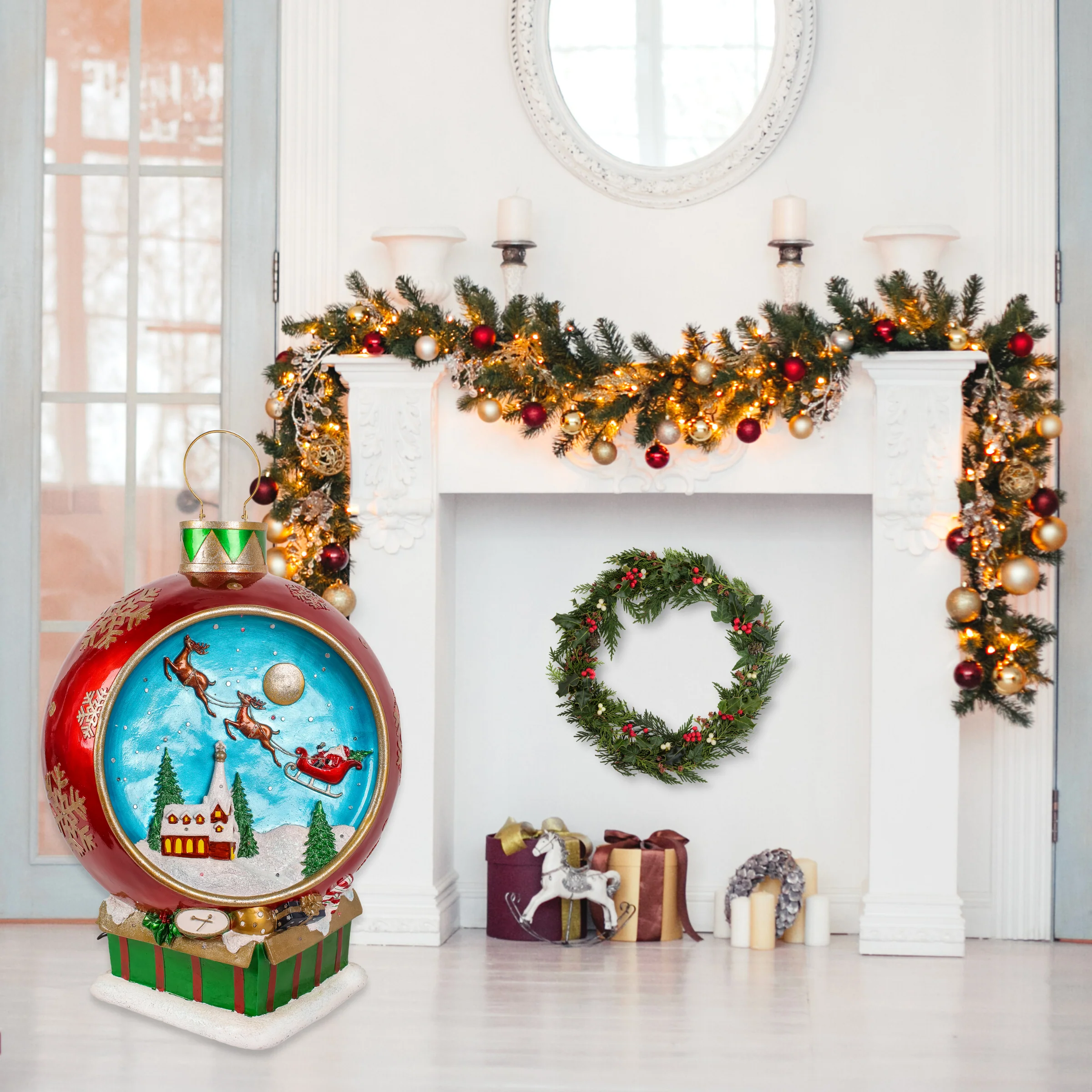 34 in. Santas Sleigh Ornament with Multicolor Lights and Music, Plug-In - Image 2