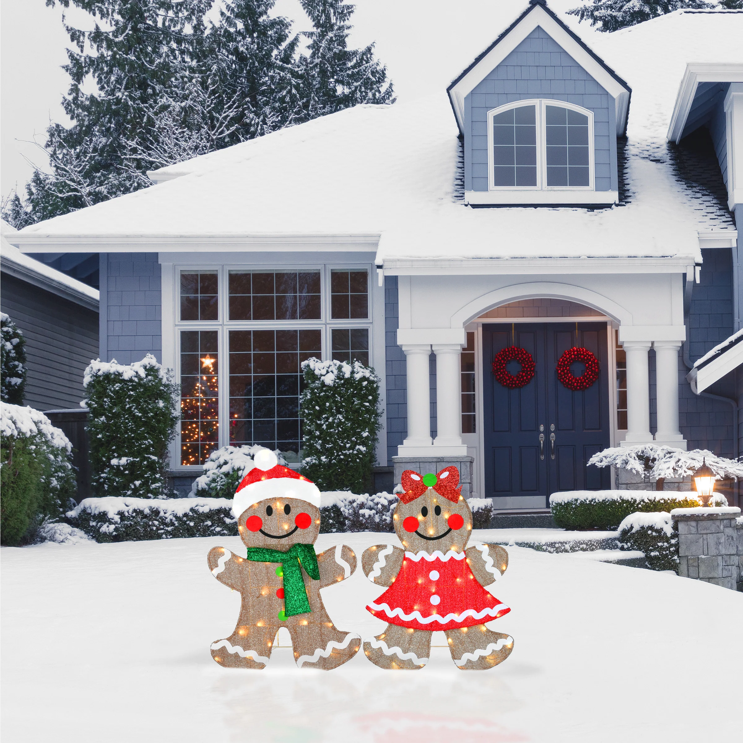 35 in. Pre-Lit Gingerbread Cookie Couple, Plug-In - Image 2