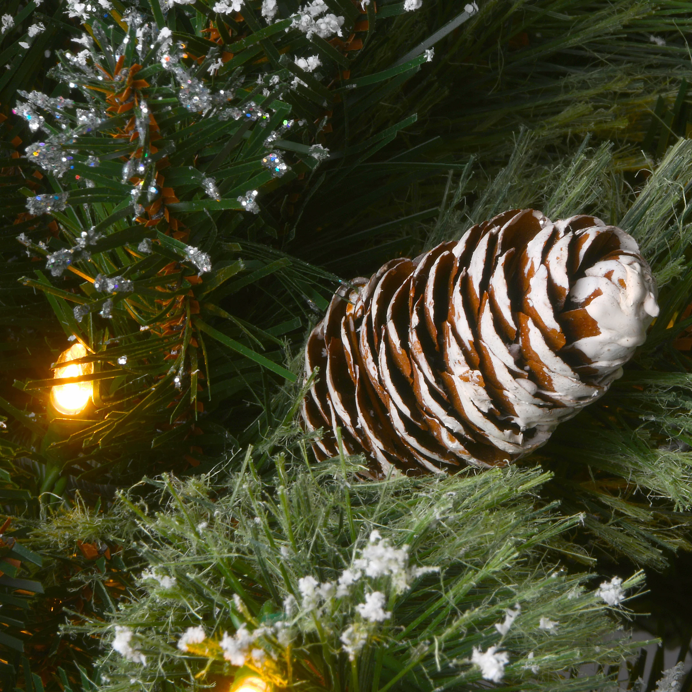 36 in. Pre-Lit Glittery Bristle Pine Urn Filler with LED Lights - Image 4