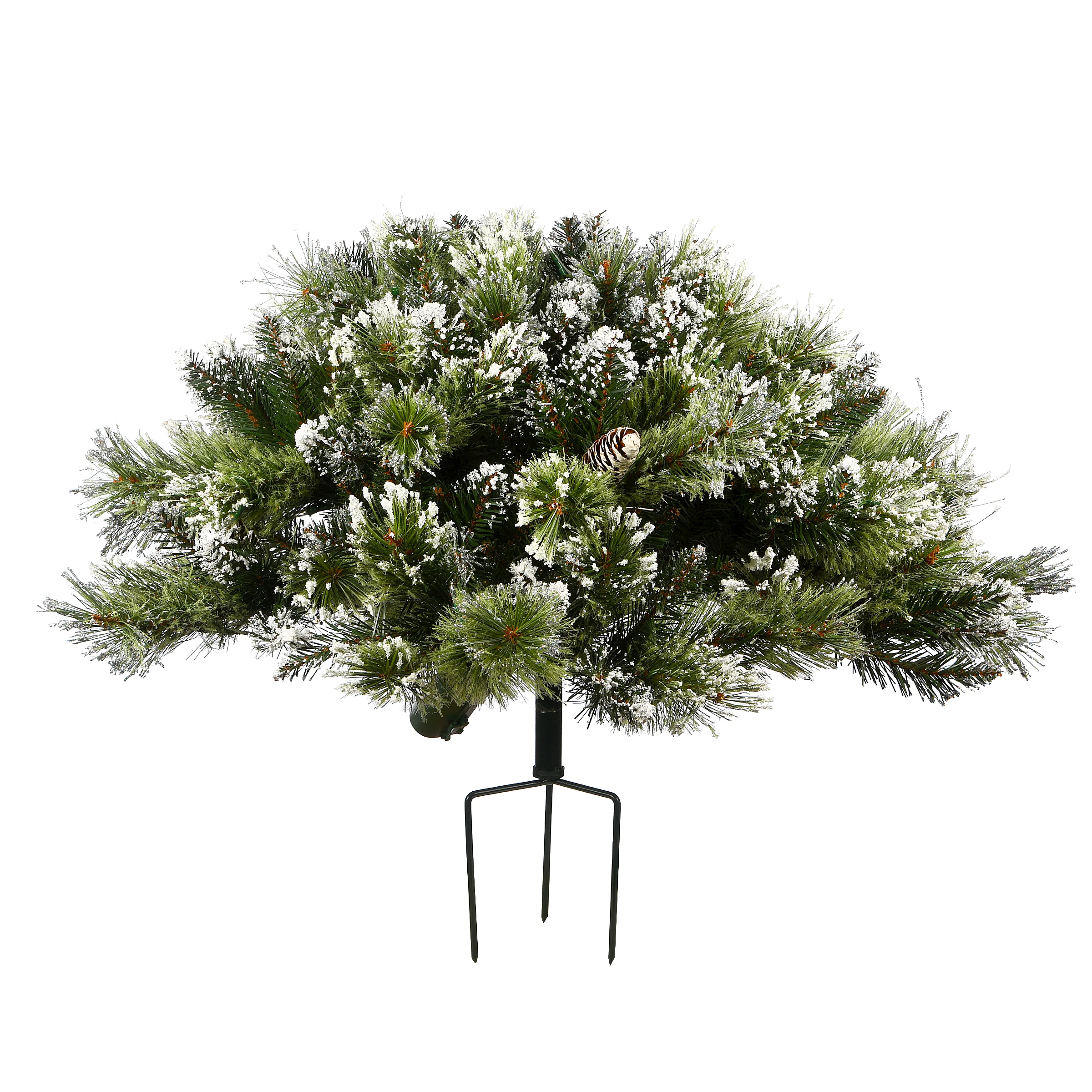 36 in. Pre-Lit Glittery Bristle Pine Urn Filler with LED Lights - Image 5