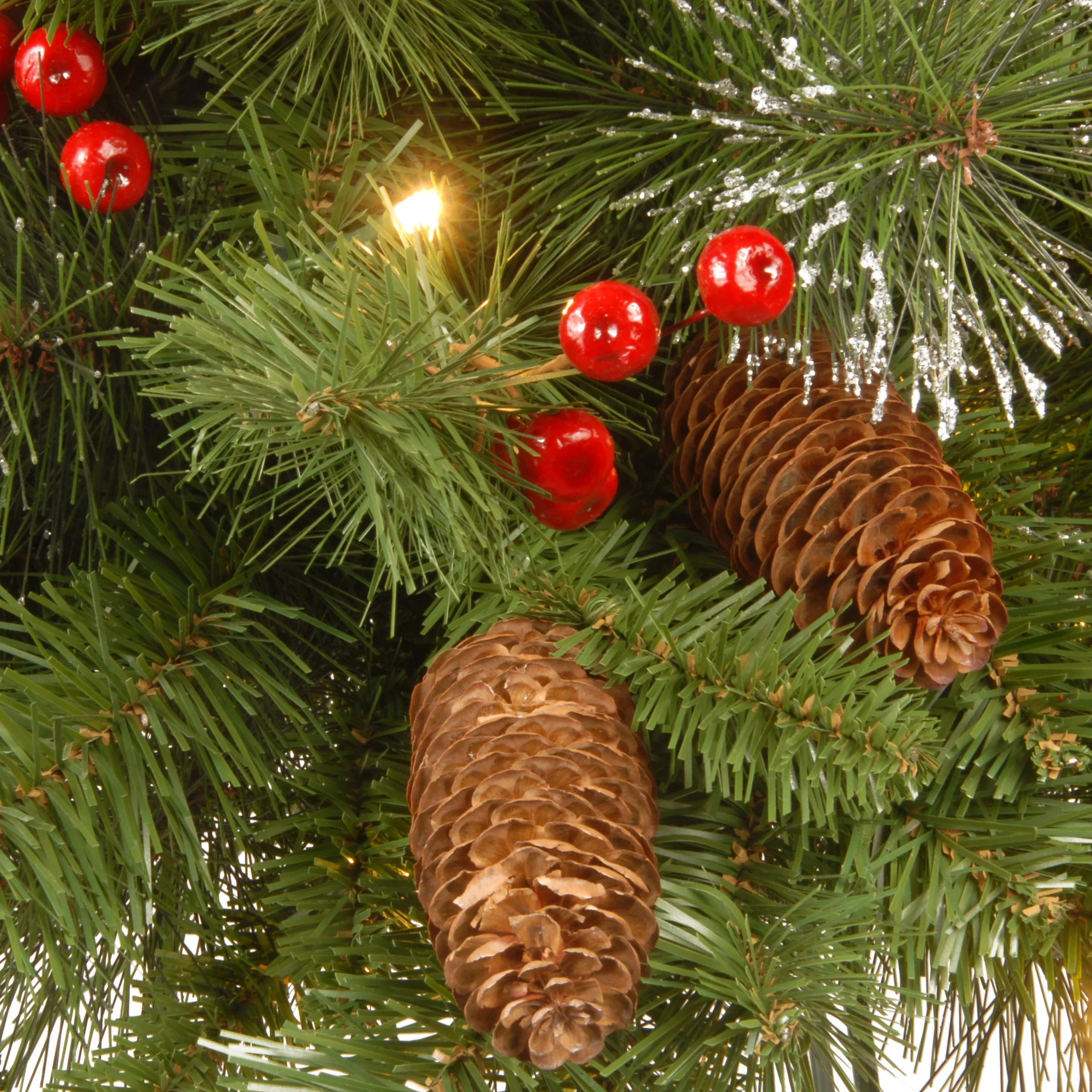 36 in. Pre-Lit Crestwood Spruce Wreath with Clear Lights, Plug-In - Image 3