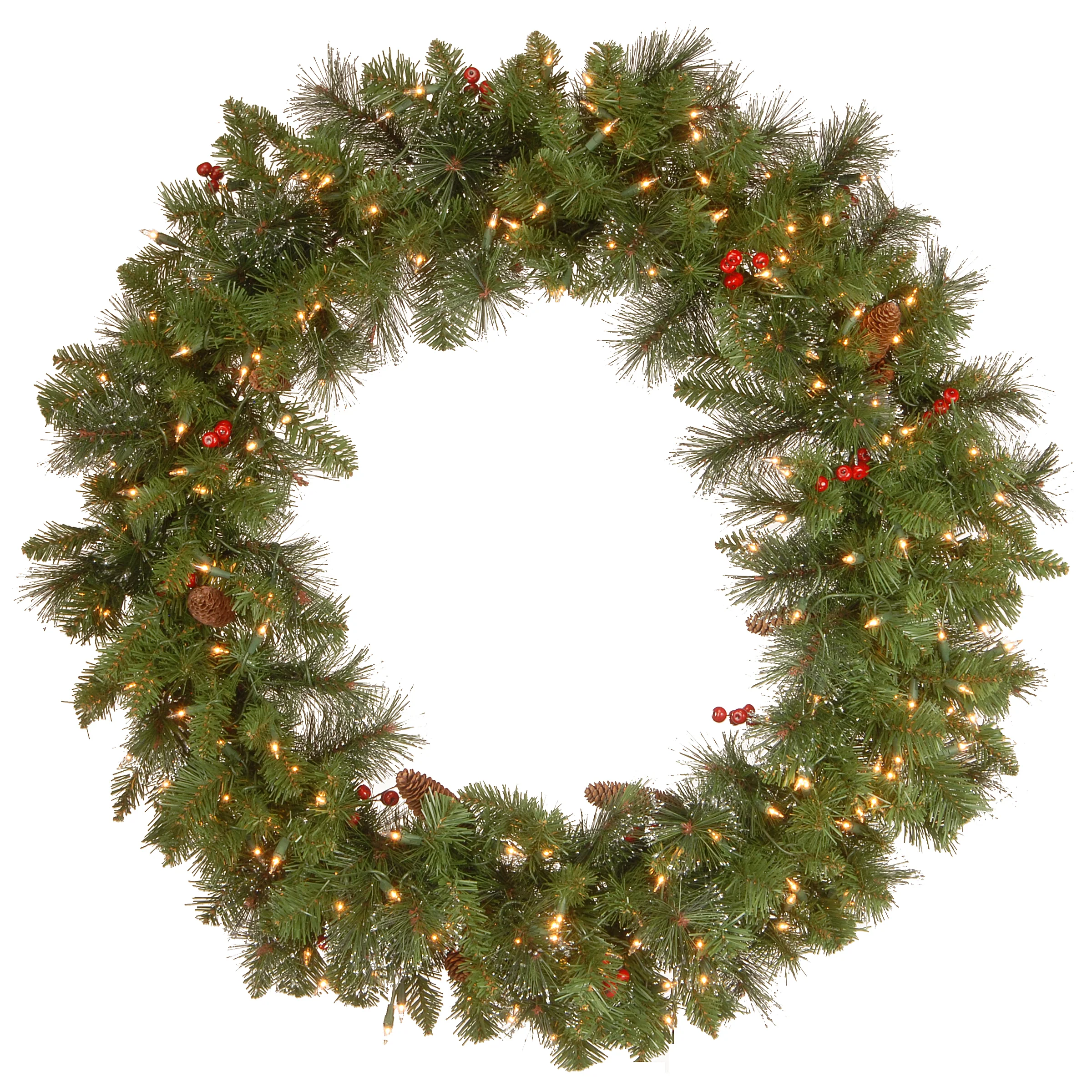 36 in. Pre-Lit Crestwood Spruce Wreath with Clear Lights, Plug-In - Image 5