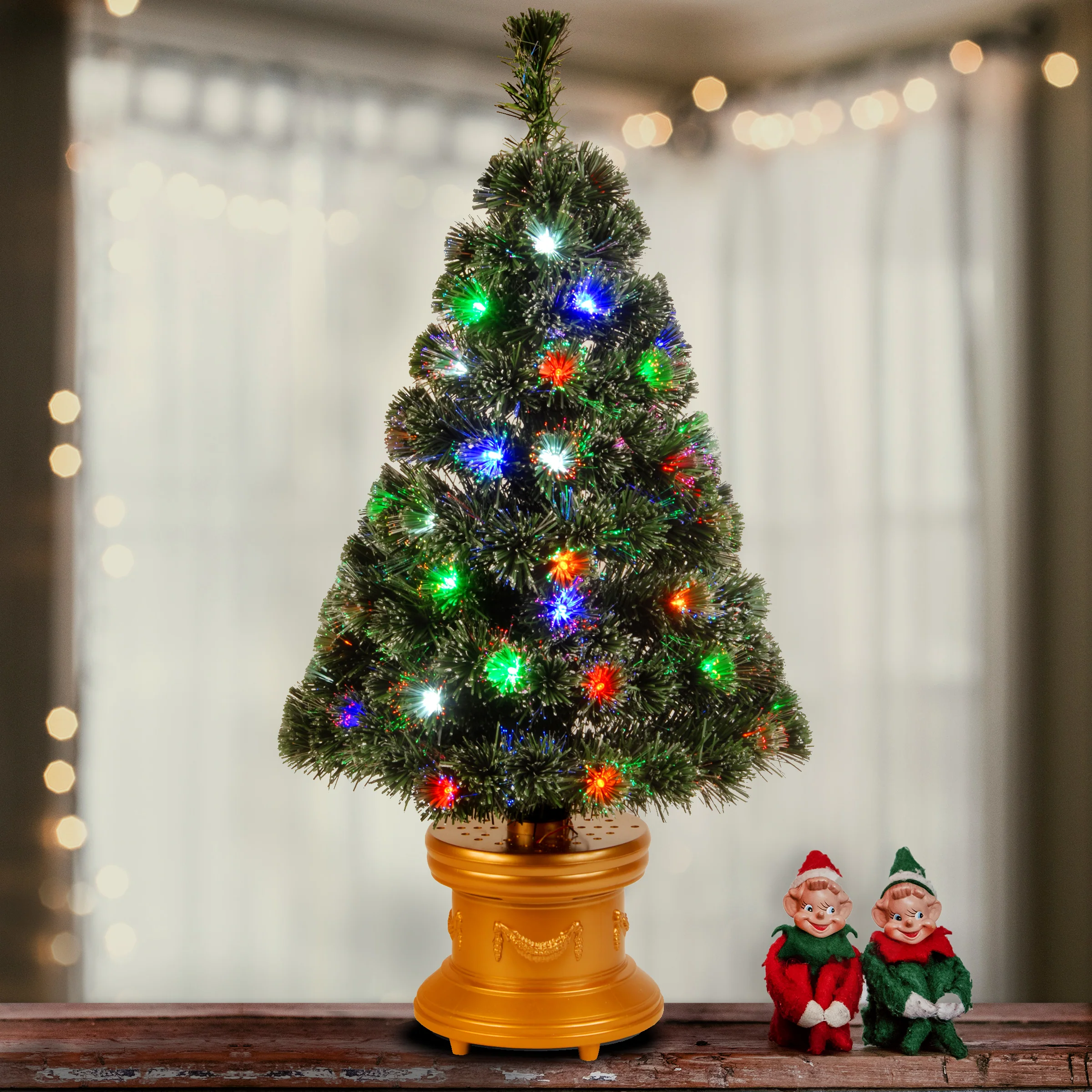 36 in. Pre-Lit Fiber Optic Evergreen Firework Tree - Image 2