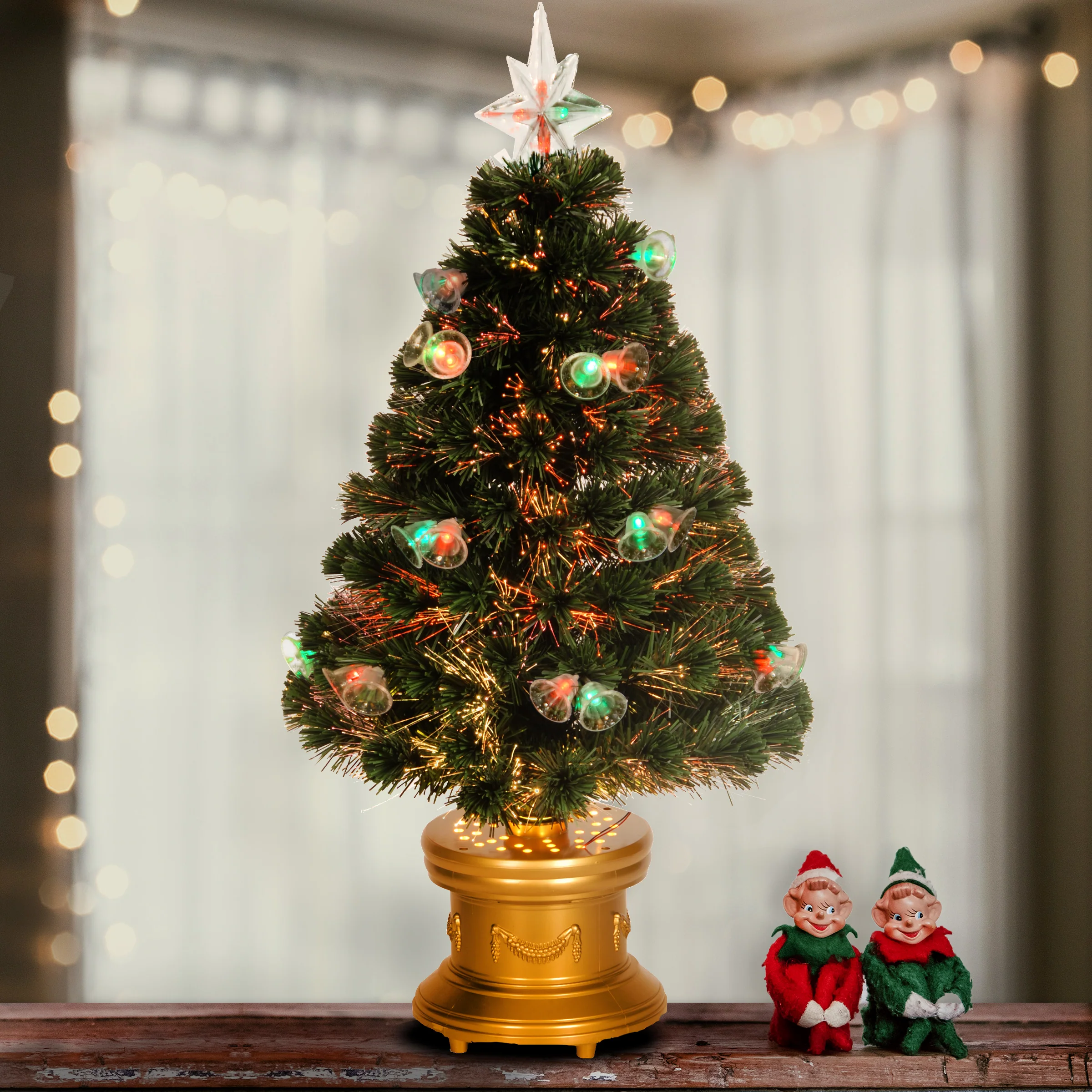 36 in. Pre-Lit Fiber Optic Fireworks Double Bell Tree - Image 2