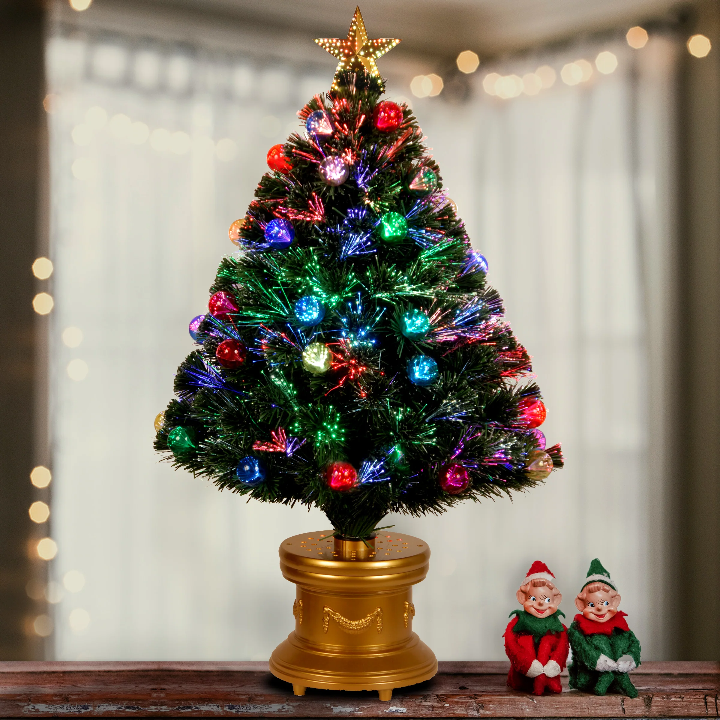 36 in. Pre-Lit Fiber Optic Fireworks Tree with Ball Ornaments - Image 2