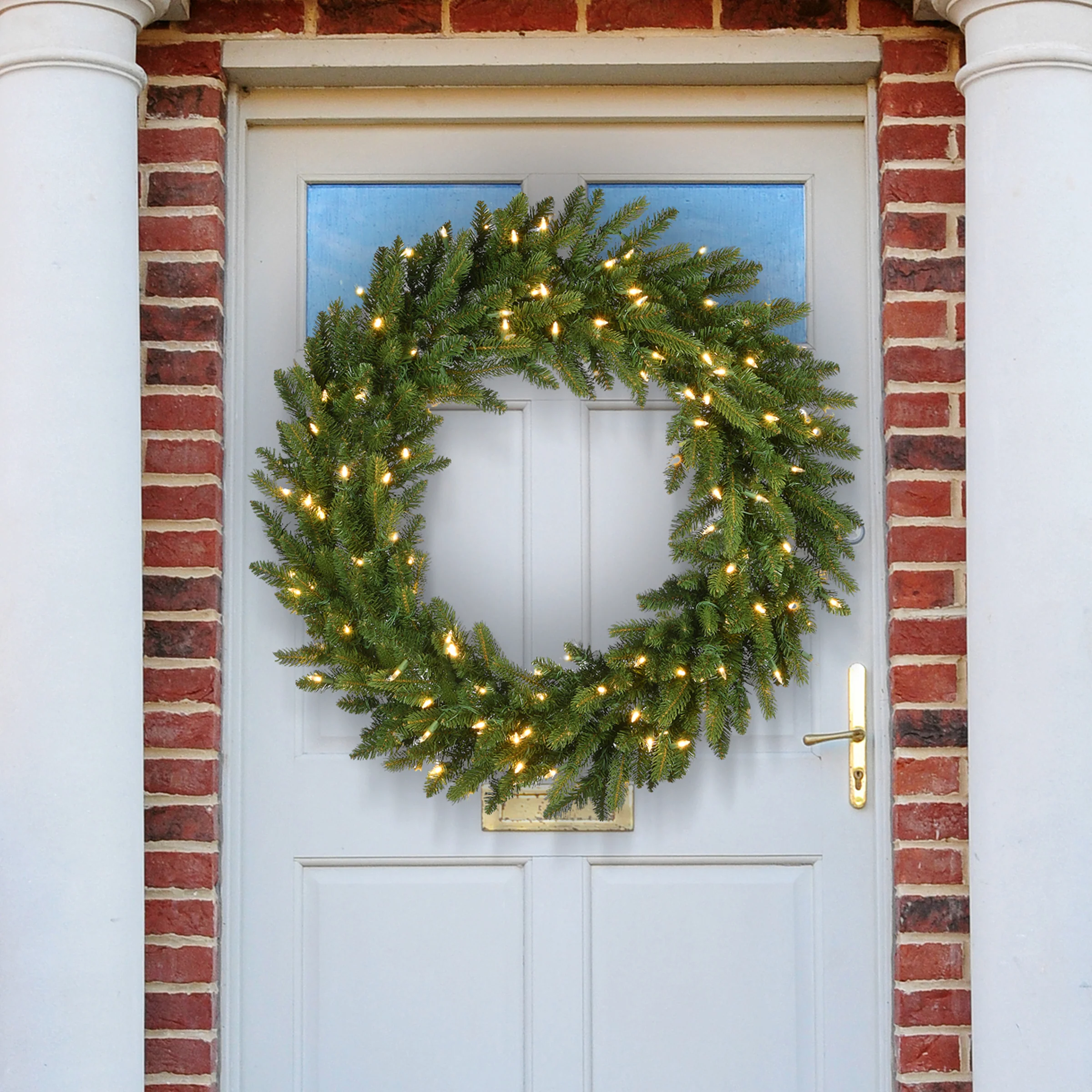 36 in. Pre-Lit Grande Fir Wreath with Warm White LED Lights - Image 2