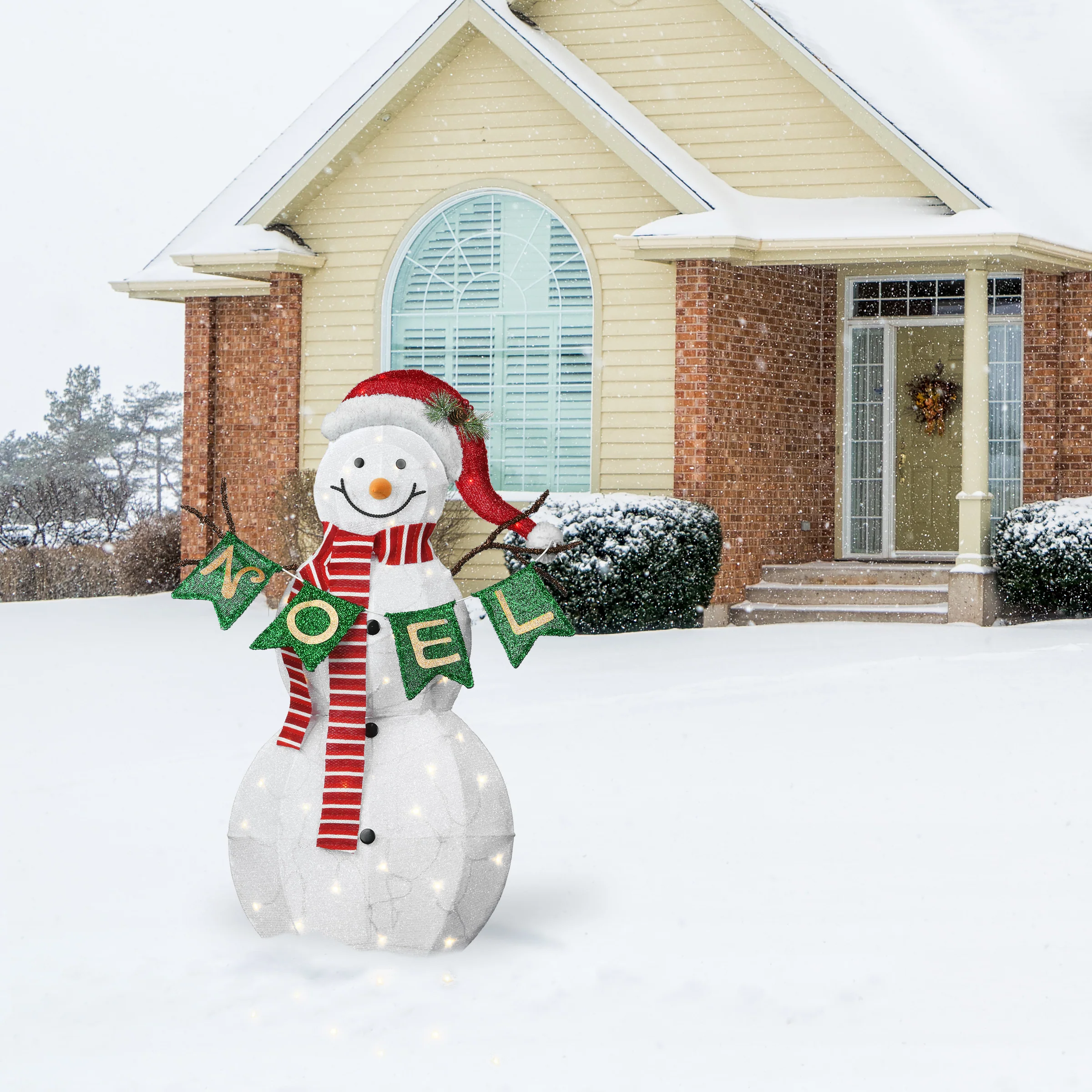 37 in. Pre-Lit Snowman with NOEL Sign - Image 2