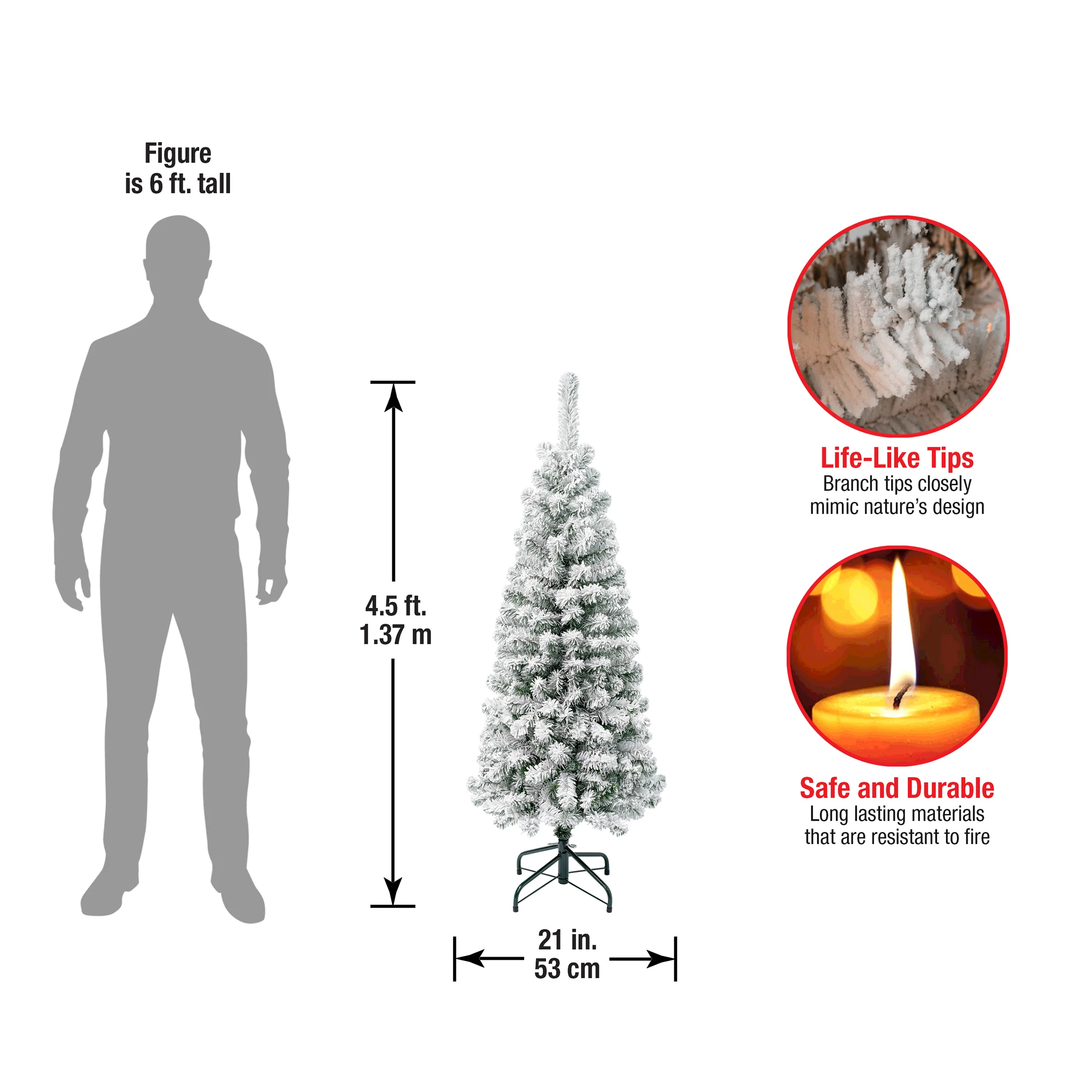 4.5 ft. Acacia Pencil Slim Flocked Tree - Image 4