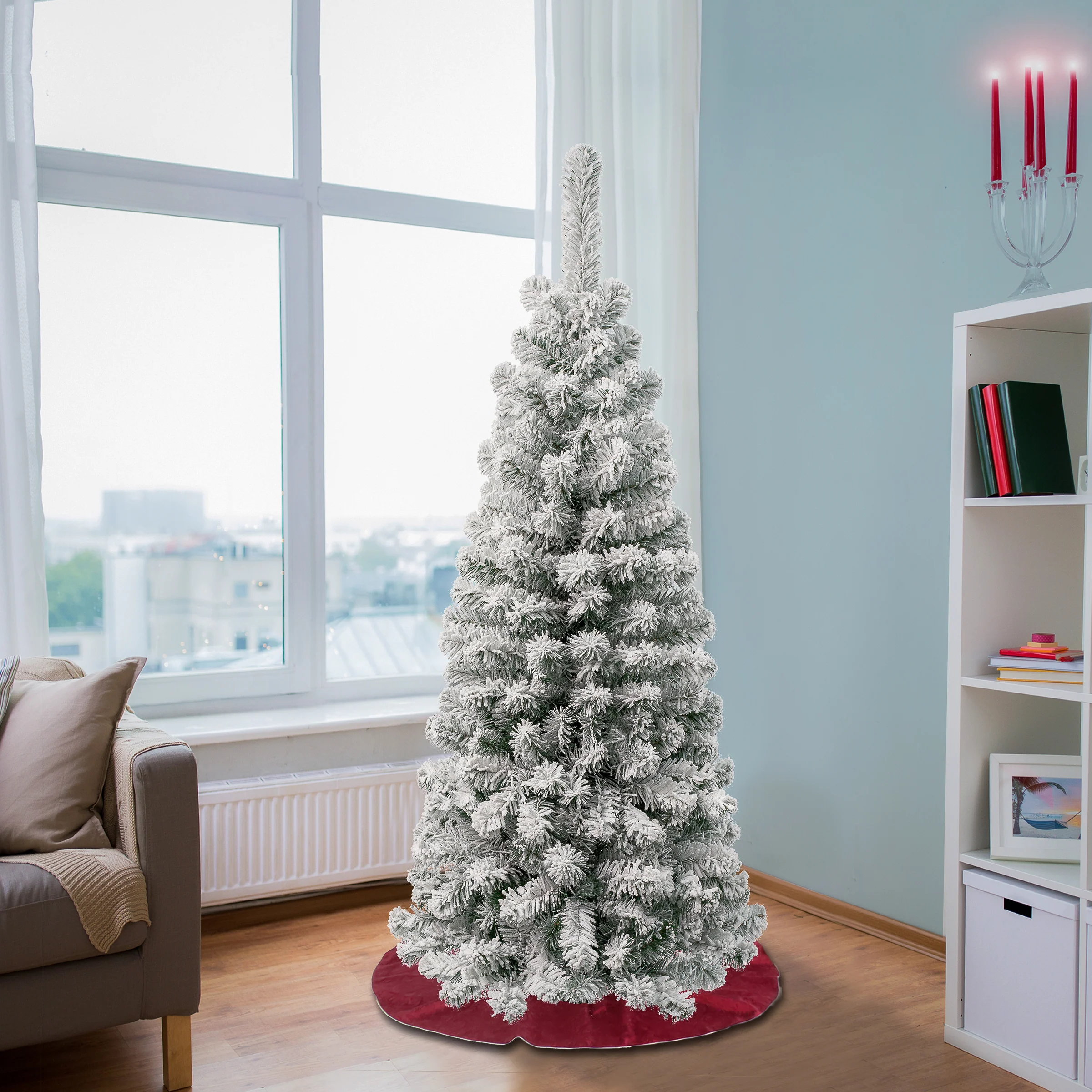 4.5 ft. Acacia Pencil Slim Flocked Tree - Image 7