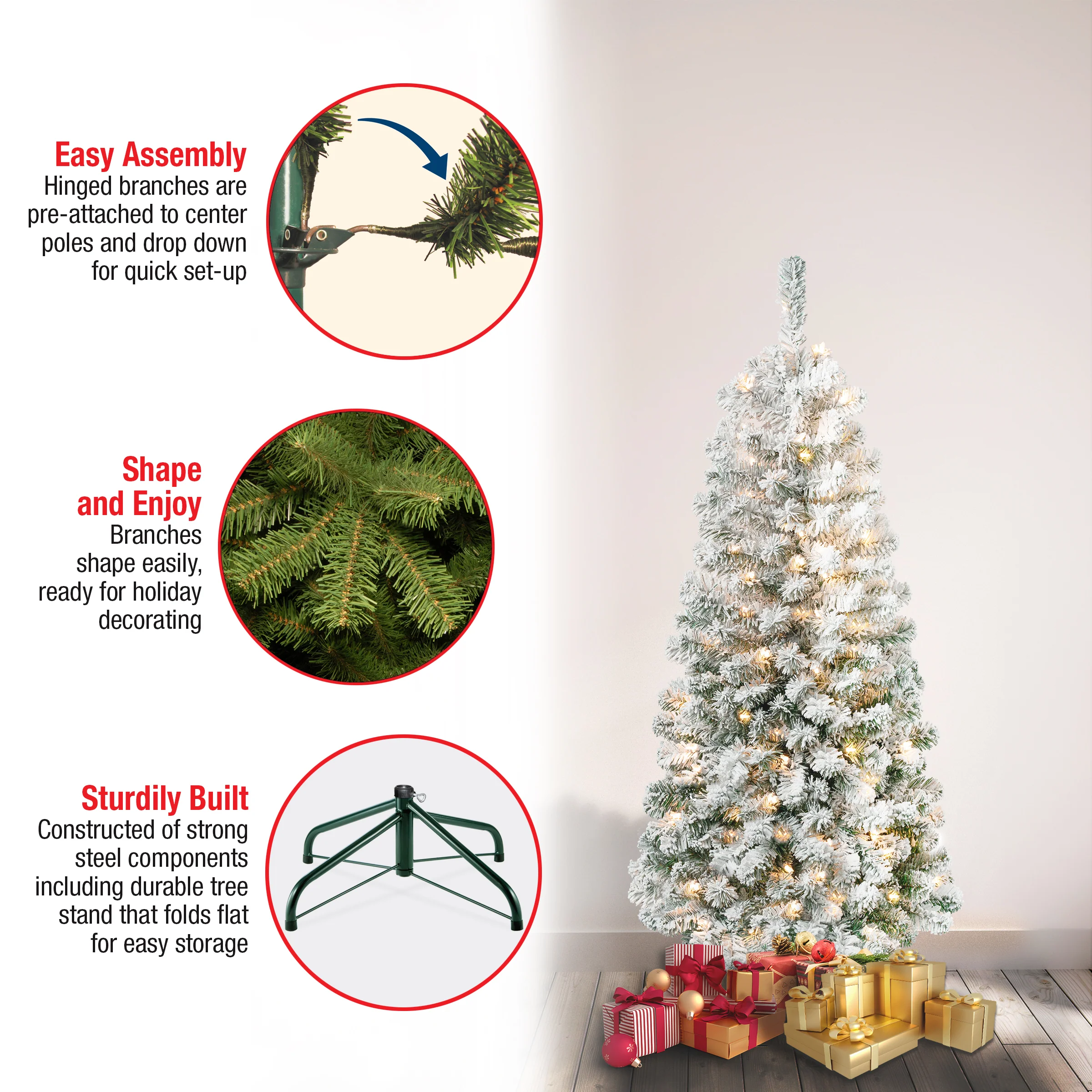 4.5 ft. Pre-Lit Acacia Medium Flocked Tree with Clear Lights, Plug-In - Image 5