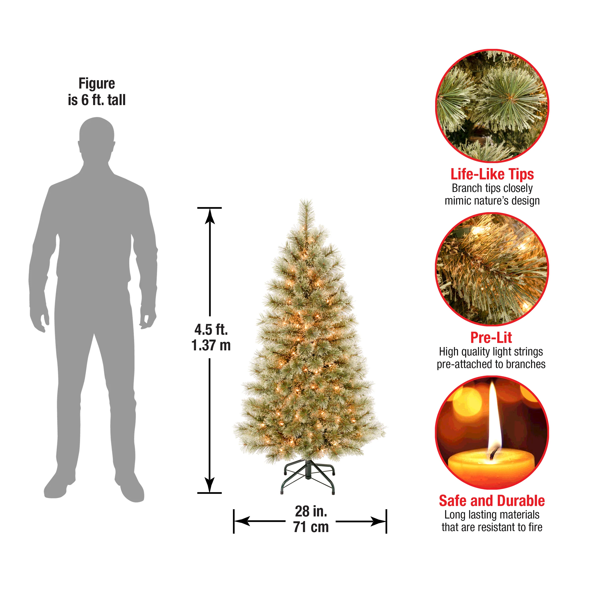 4.5 ft. Pre-Lit Arcadia Pine Cashmere Tree with Clear Lights, Plug-In - Image 4