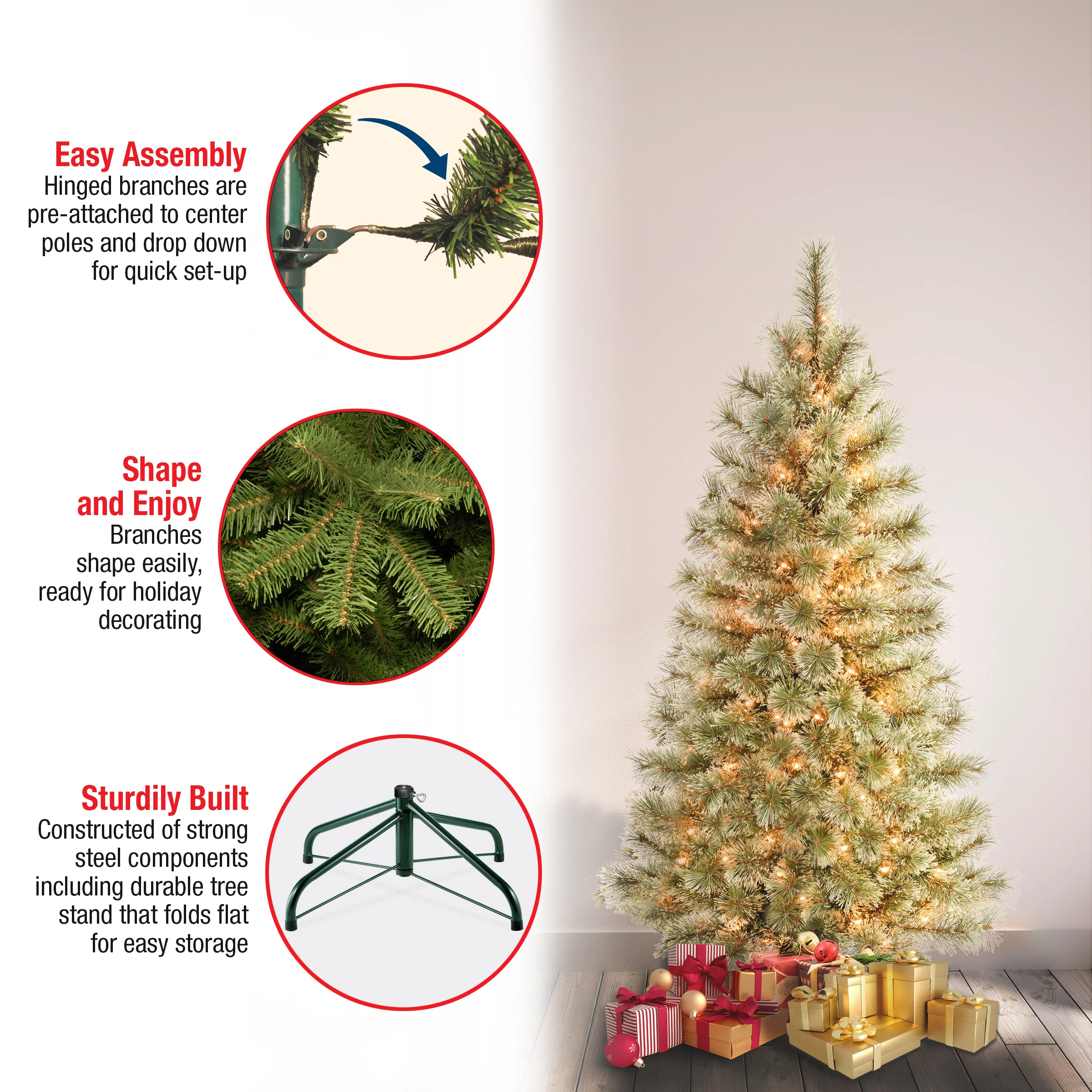 4.5 ft. Pre-Lit Arcadia Pine Cashmere Tree with Clear Lights, Plug-In - Image 5