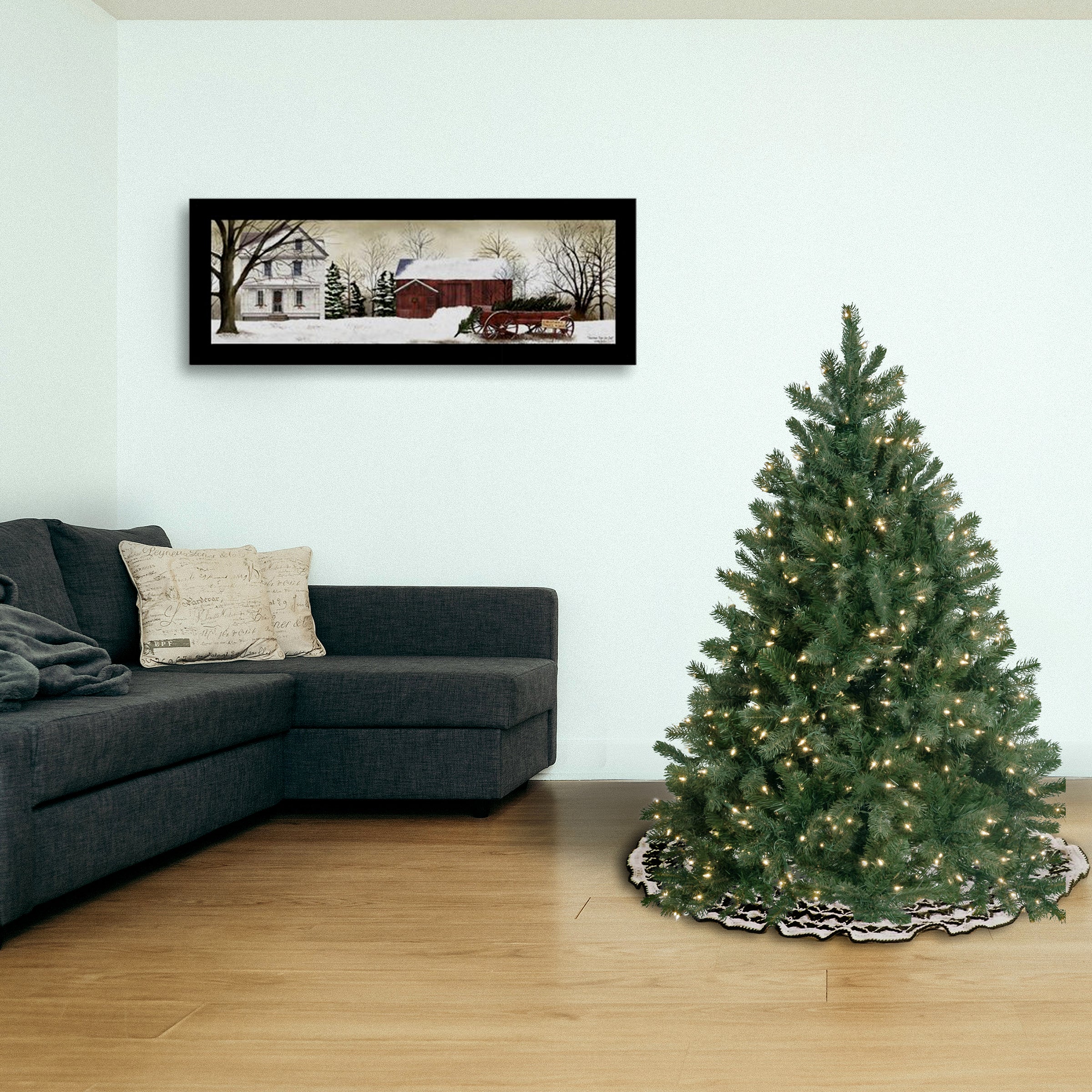 4.5 ft. Pre-Lit Downswept Douglas Blue Fir Tree with Clear Lights - Image 2