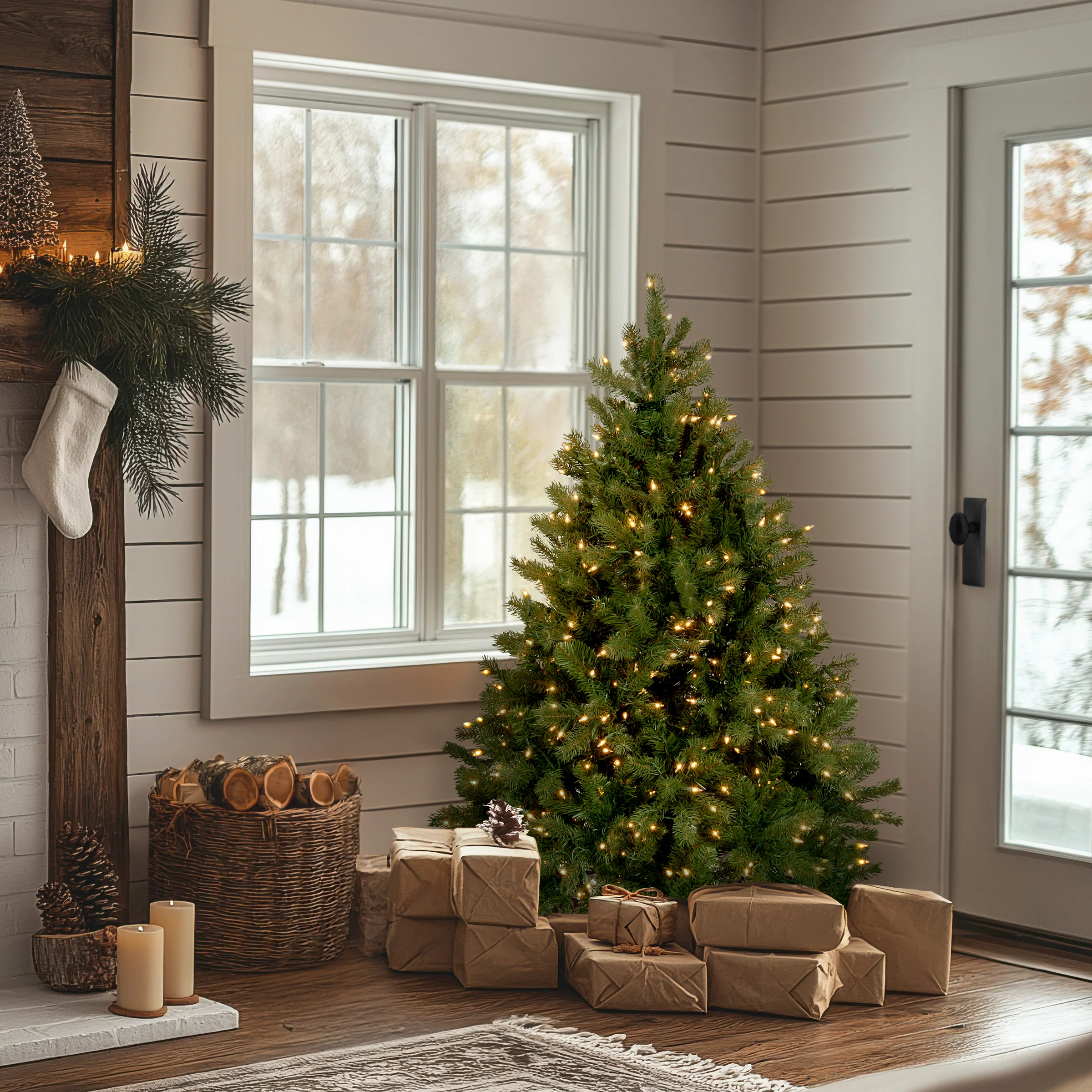 4.5 ft. Pre-Lit Downswept Douglas Fir Tree with Clear Lights, Plug-In - Image 2