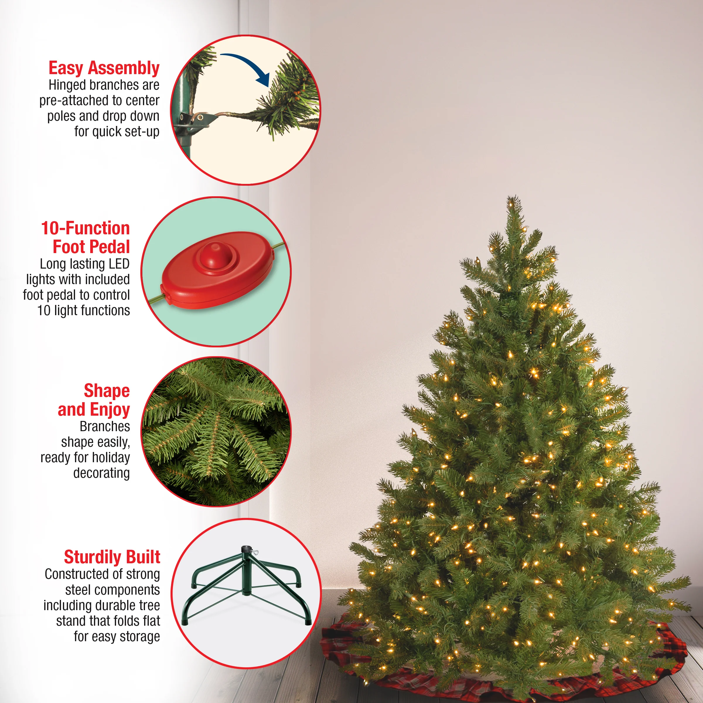 4.5 ft. Pre-Lit Downswept Douglas Fir Tree with Dual Color LED Lights, Plug-In - Image 7
