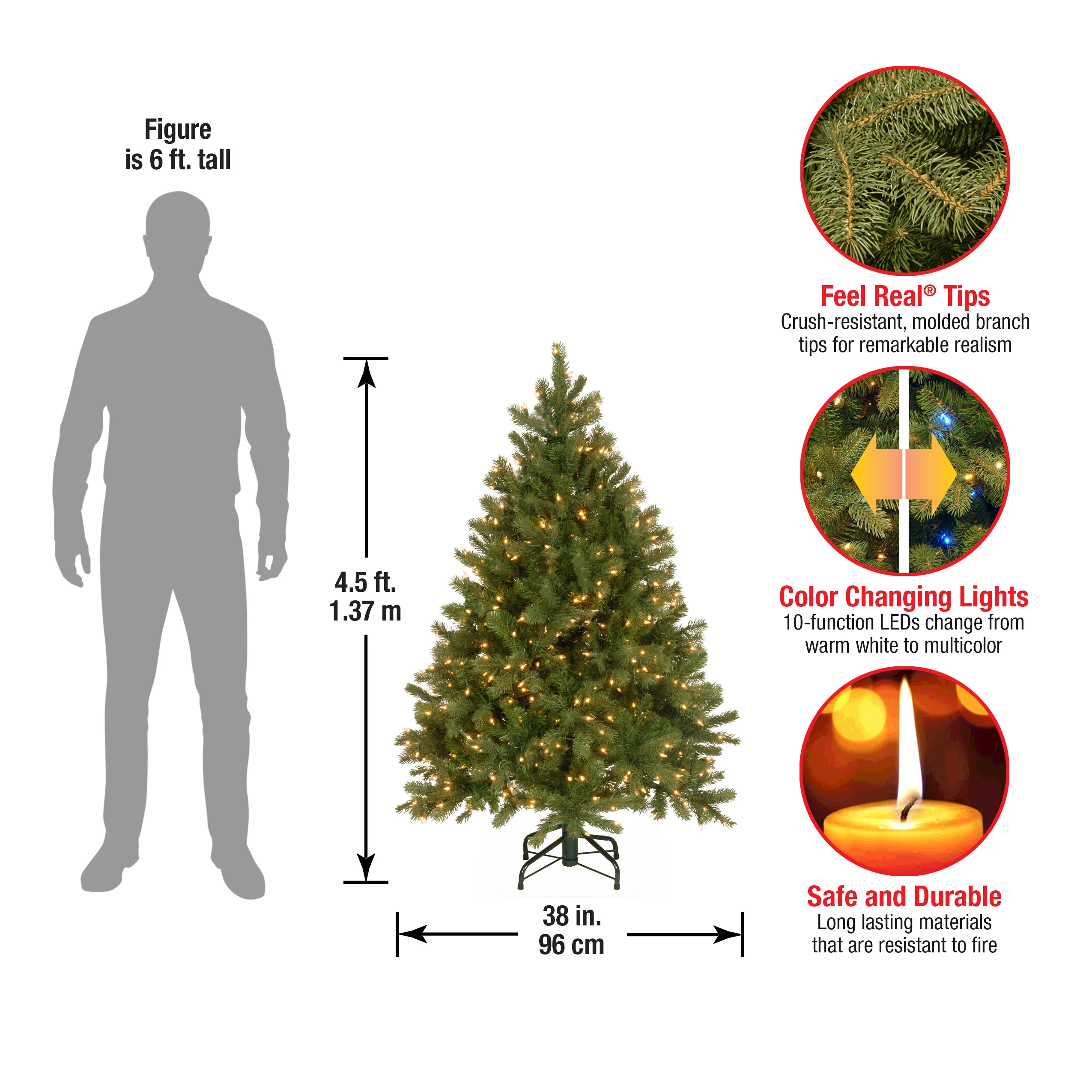 4.5 ft. Pre-Lit Downswept Douglas Fir Tree with Dual Color LED Lights, Plug-In - Image 8