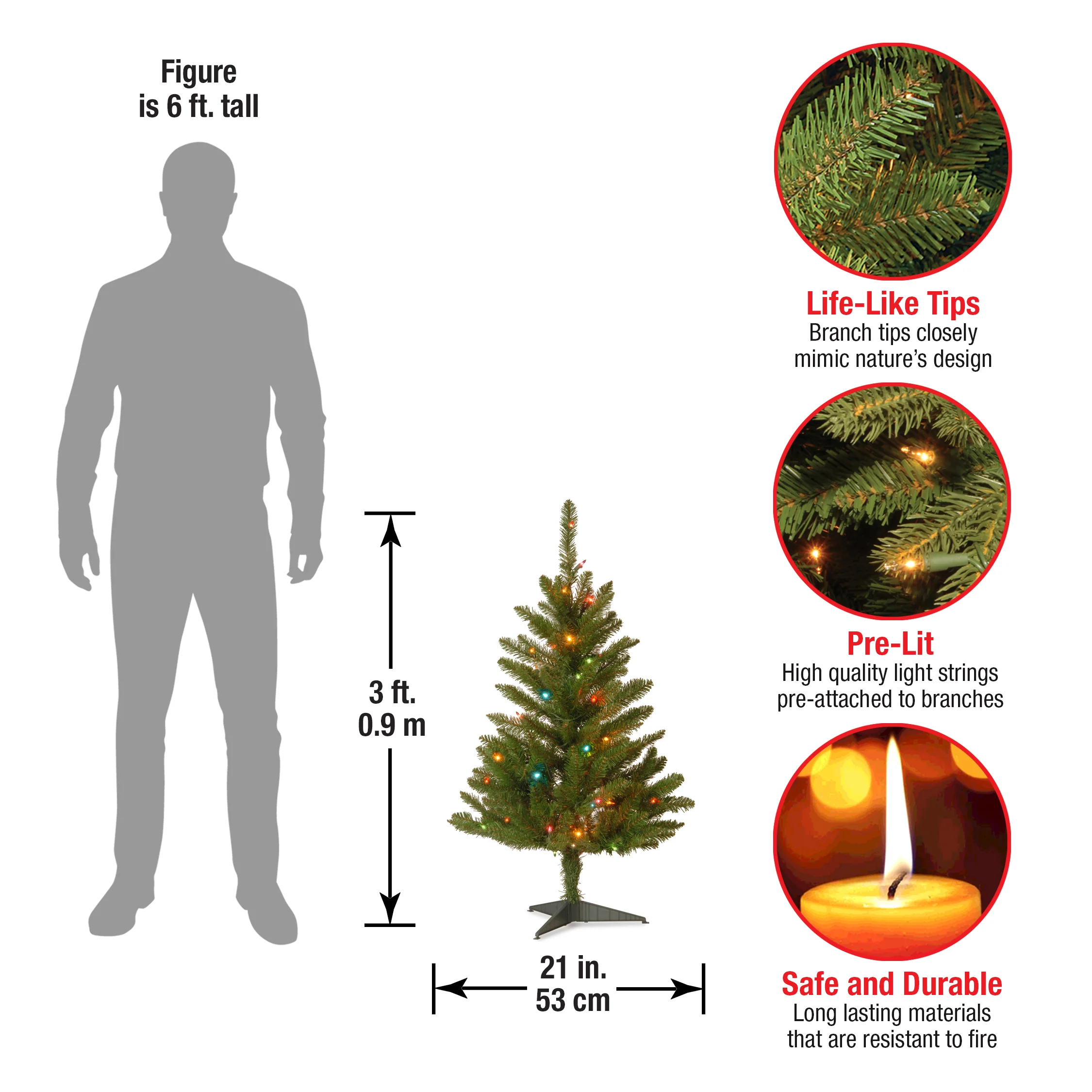 3 ft. Kingswood Fir Tree with Multicolor Lights - Image 4
