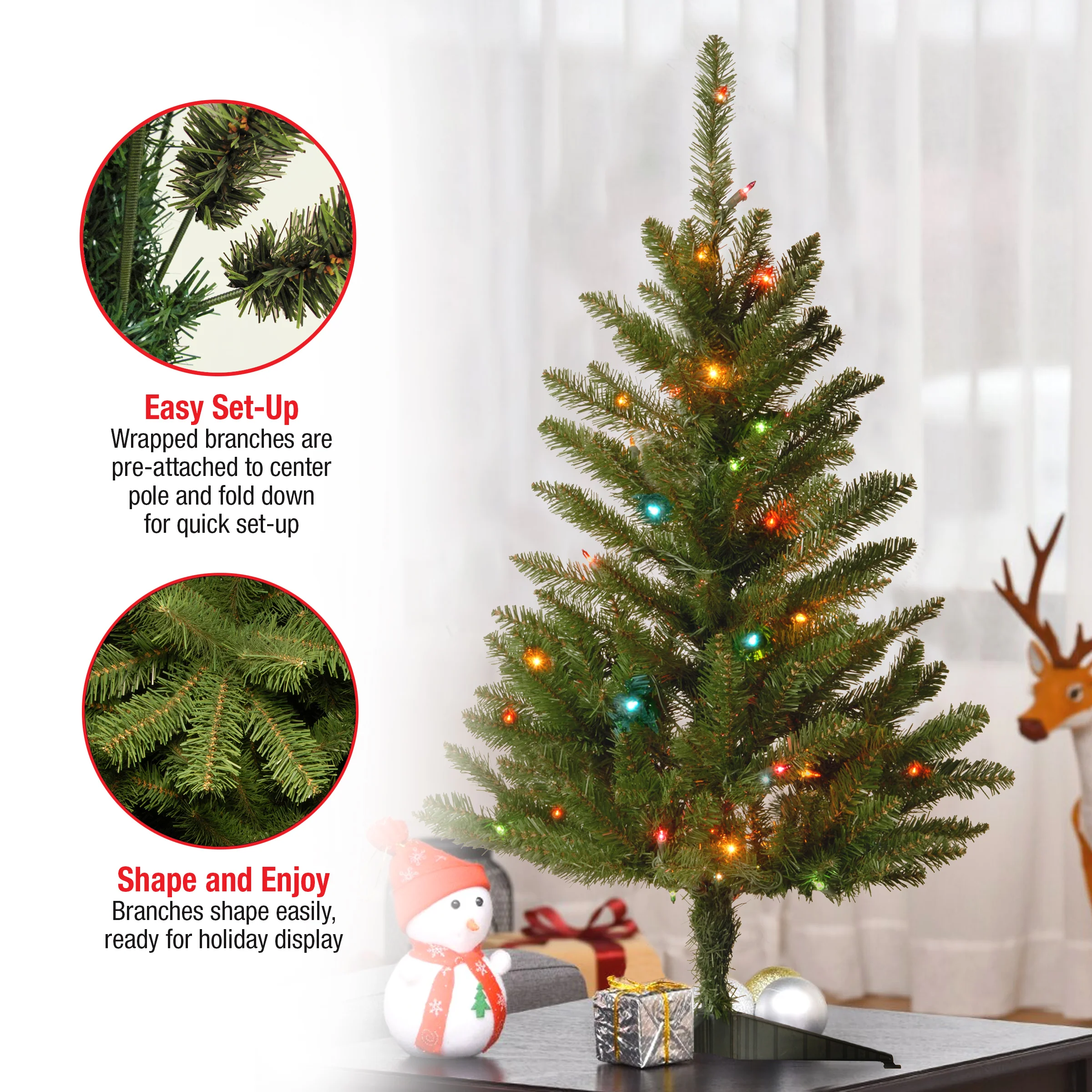 3 ft. Kingswood Fir Tree with Multicolor Lights - Image 5