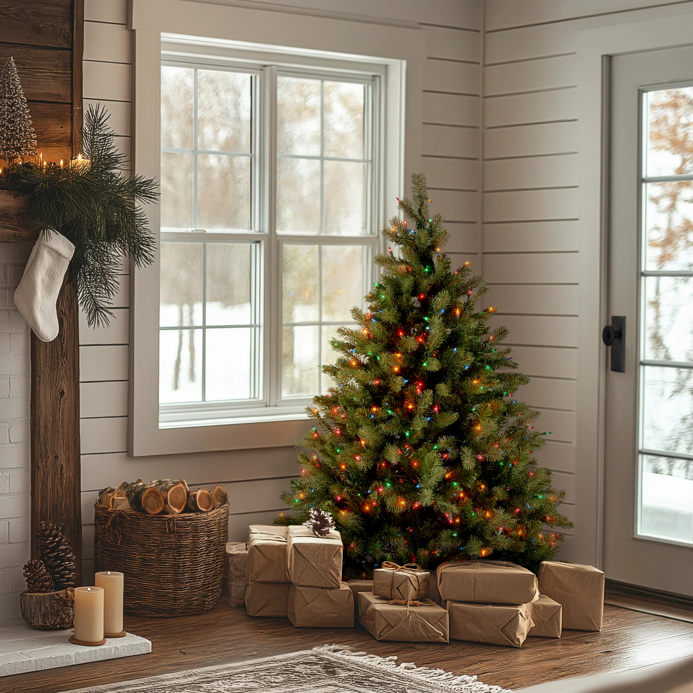 4.5 ft. Pre-Lit Downswept Douglas Fir Tree with Multicolor Lights, Plug-In - Image 2