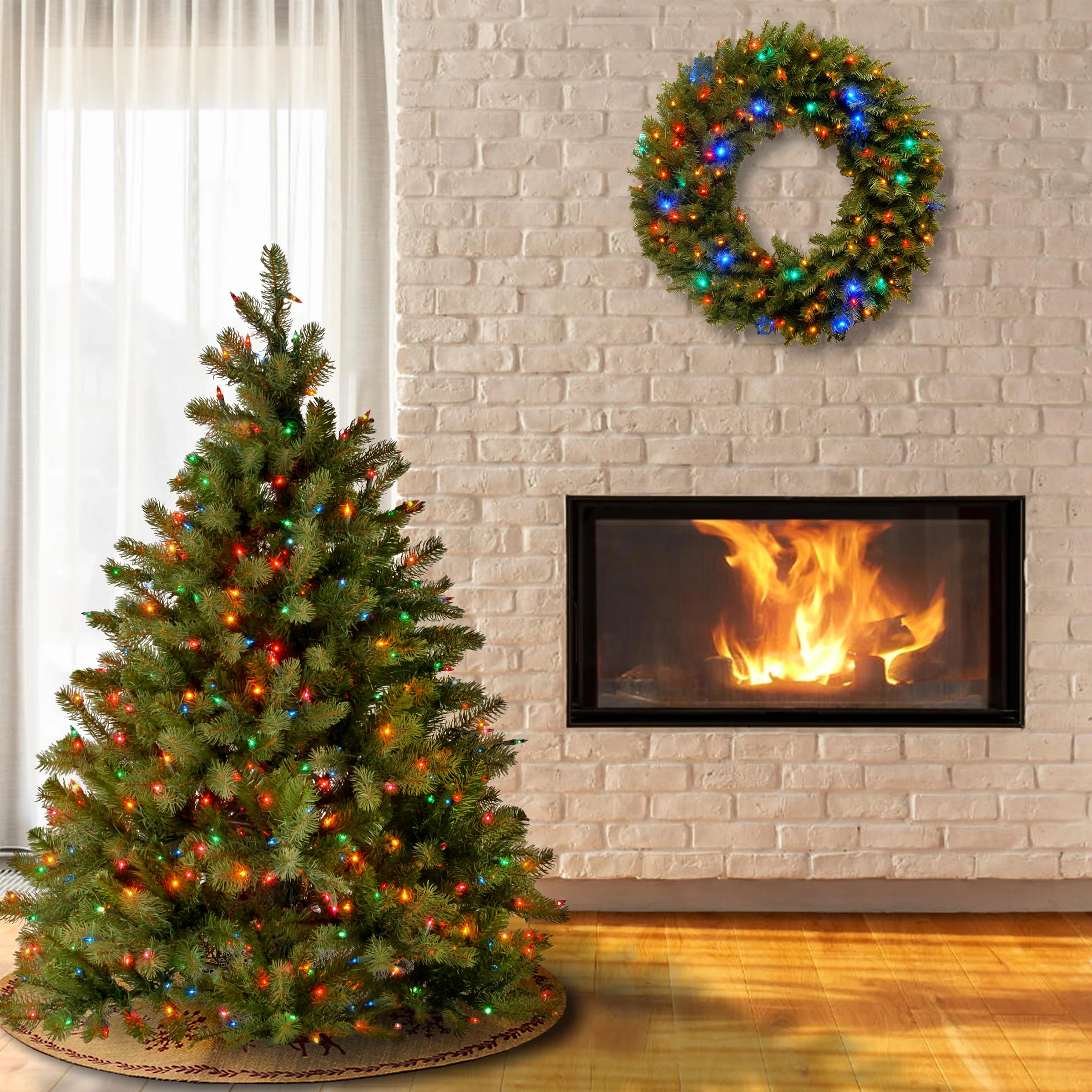 4.5 ft. Pre-Lit Downswept Douglas Fir Tree with Multicolor Lights, Plug-In - Image 3