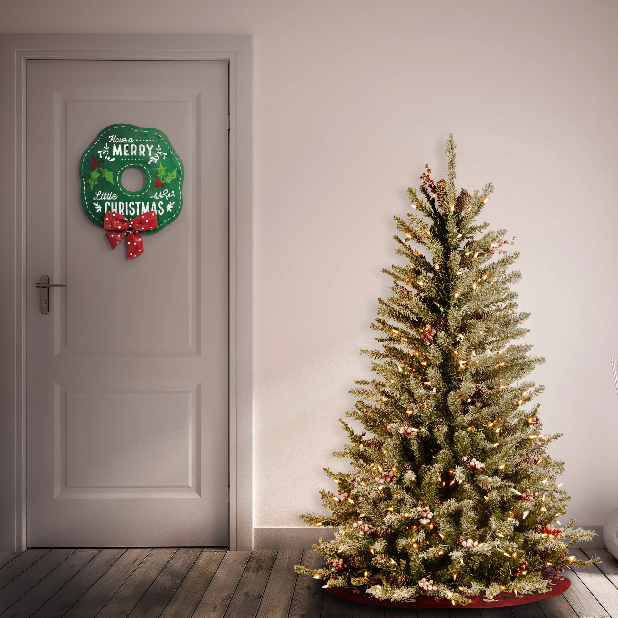 4.5 ft. Pre-Lit Dunhill Fir Slim Tree with Clear Lights, Plug-In - Image 2
