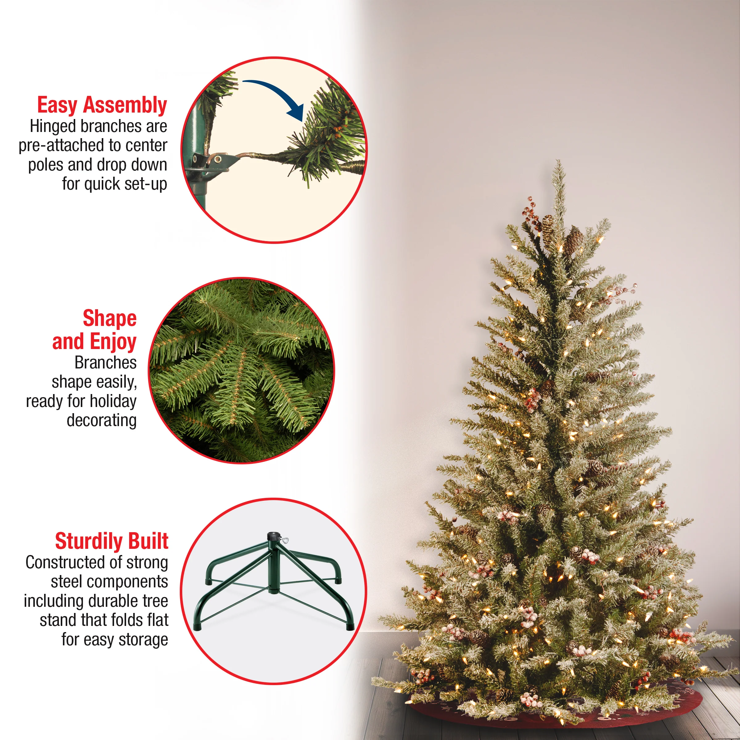 4.5 ft. Pre-Lit Dunhill Fir Slim Tree with Clear Lights, Plug-In - Image 5