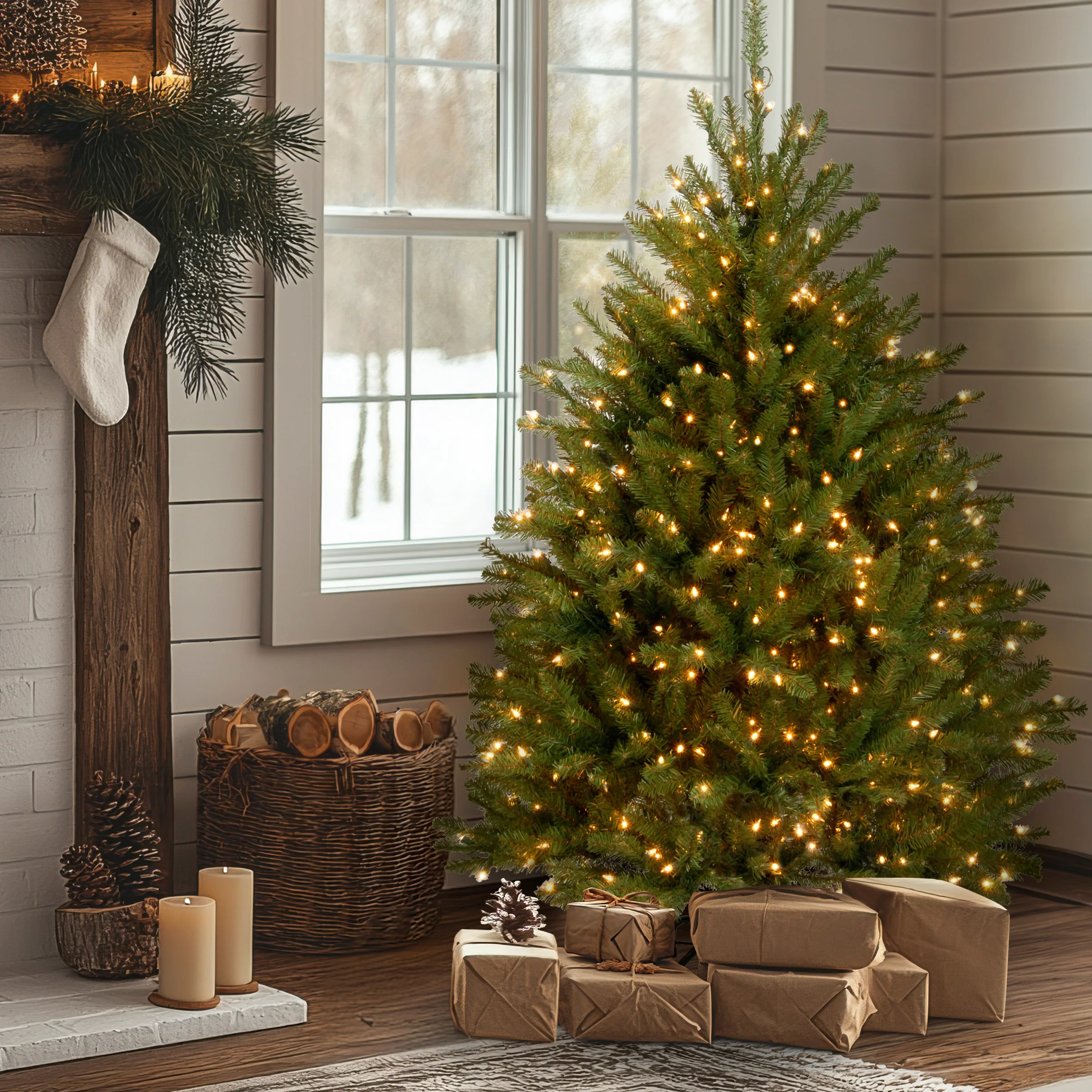 4.5 ft. Pre-Lit Dunhill Fir Tree with Clear Lights, Plug-In - Image 2