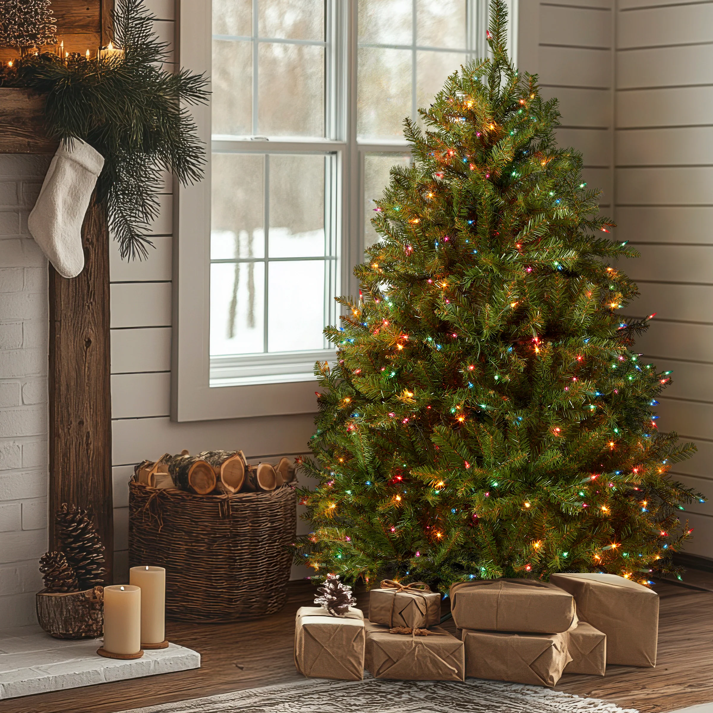 4.5 ft. Pre-Lit Dunhill Fir Tree with Multicolor Lights, Plug-In - Image 2
