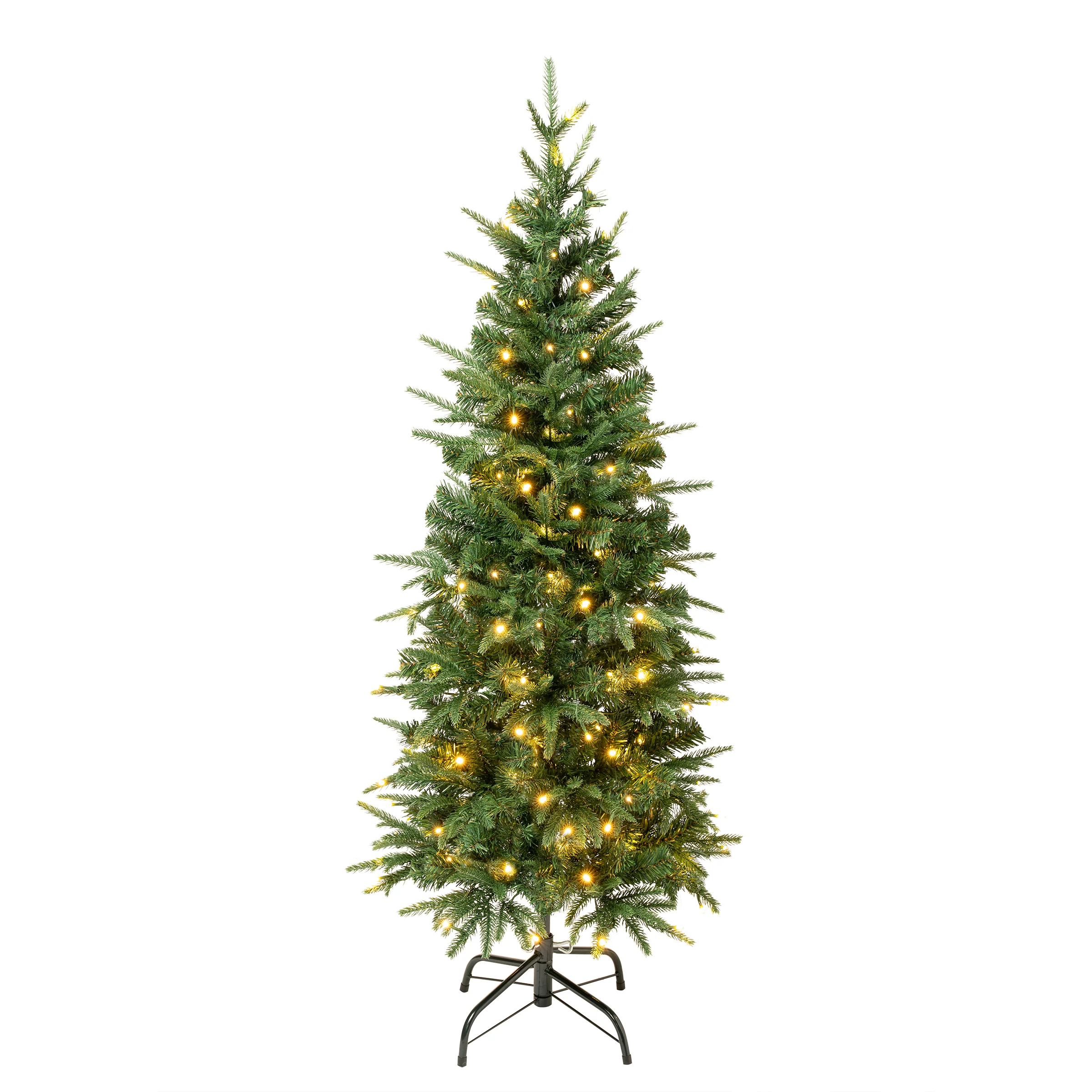 4.5 ft. Pre-Lit Duxbury Light Green Slim Tree with Warm White LED Lights, Plug-In