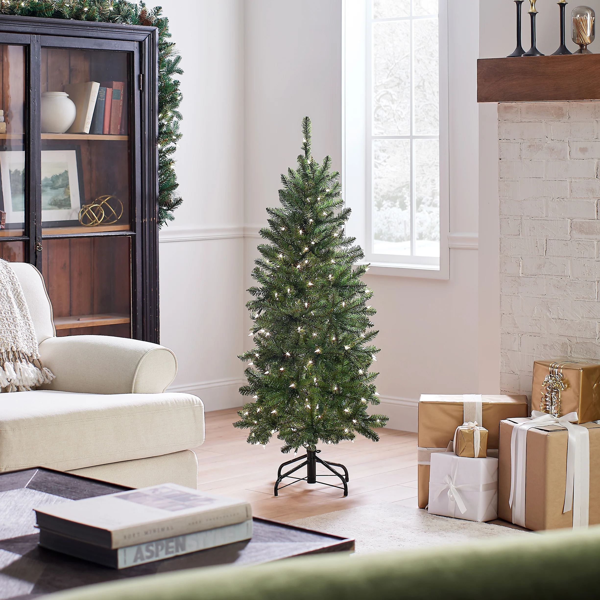 4.5 ft. Pre-Lit Kingswood Fir Pencil Tree with Clear Lights, Plug-In - Image 8