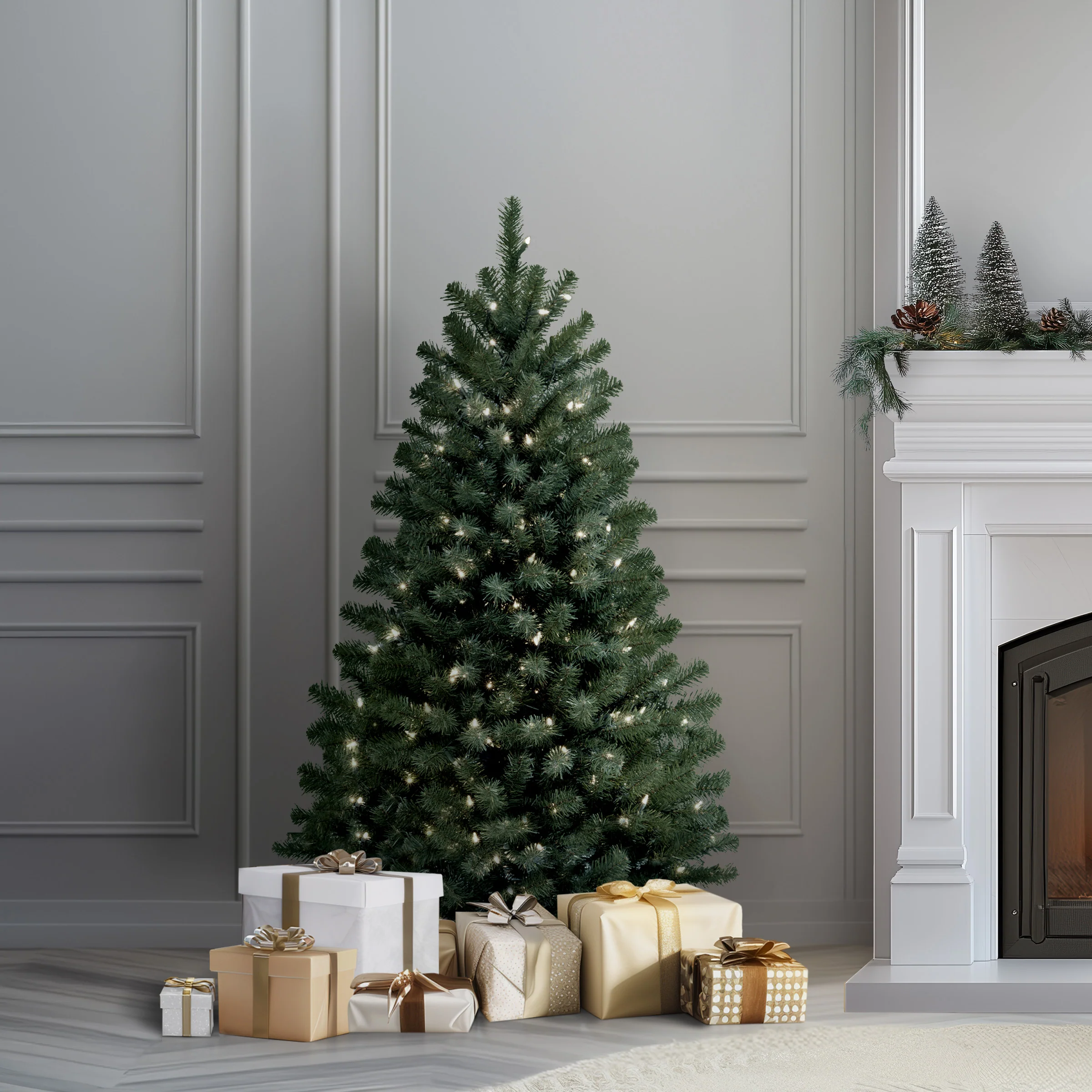 4.5 ft. Pre-Lit North Valley Blue Spruce Tree with Clear Lights, Plug-In - Image 2