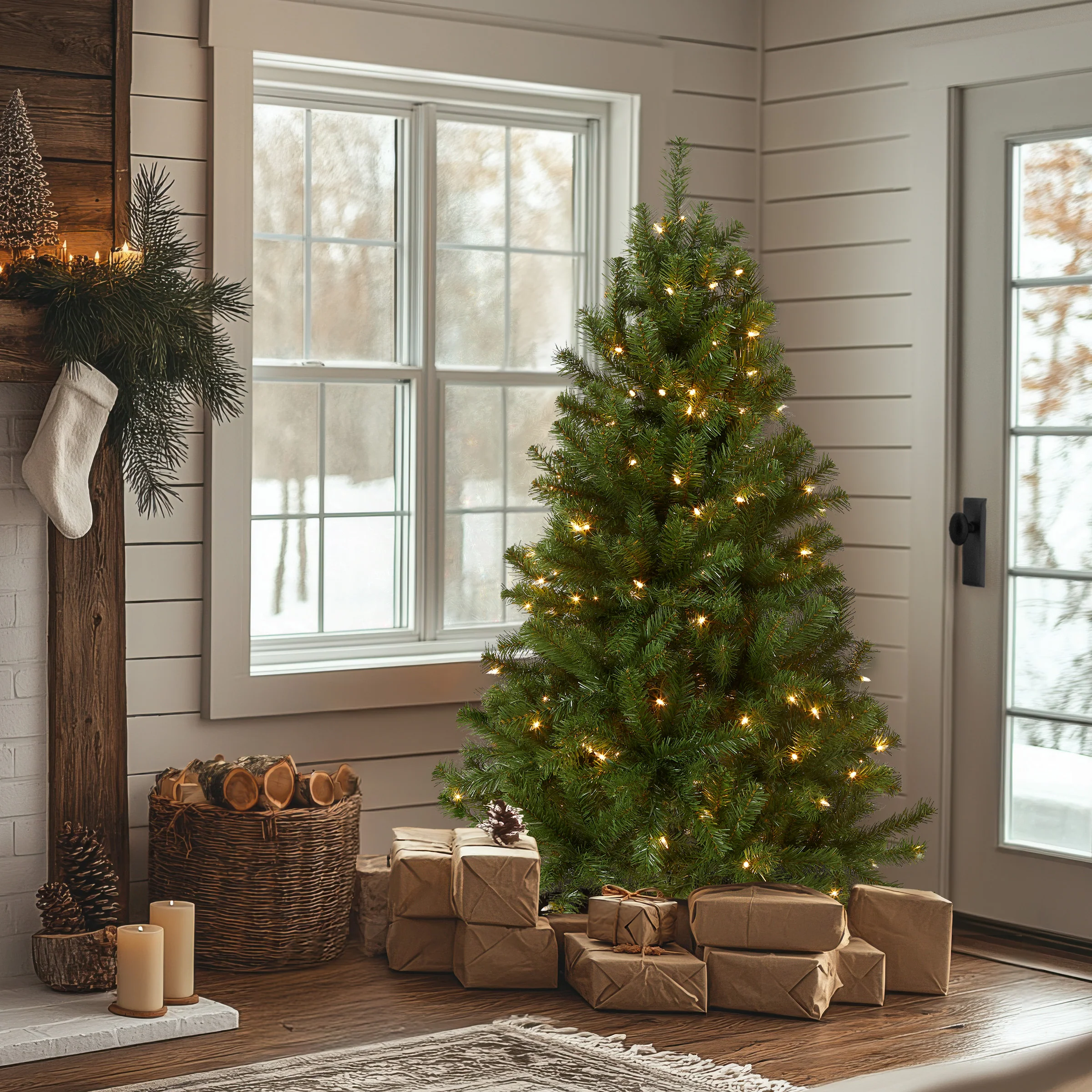 4.5 ft. Pre-Lit North Valley Spruce Tree with Clear Lights, Plug-In - Image 2