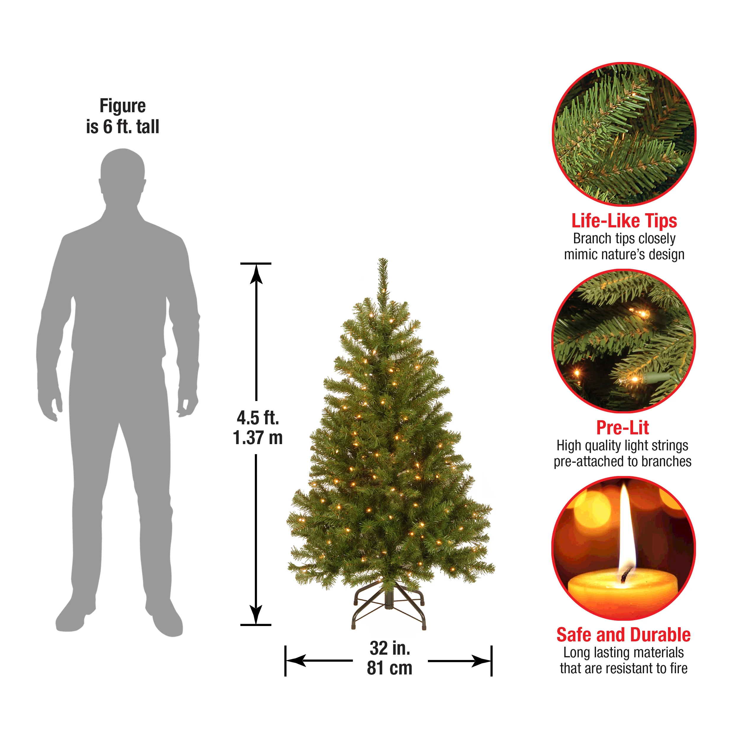 4.5 ft. Pre-Lit North Valley Spruce Tree with Clear Lights, Plug-In - Image 6