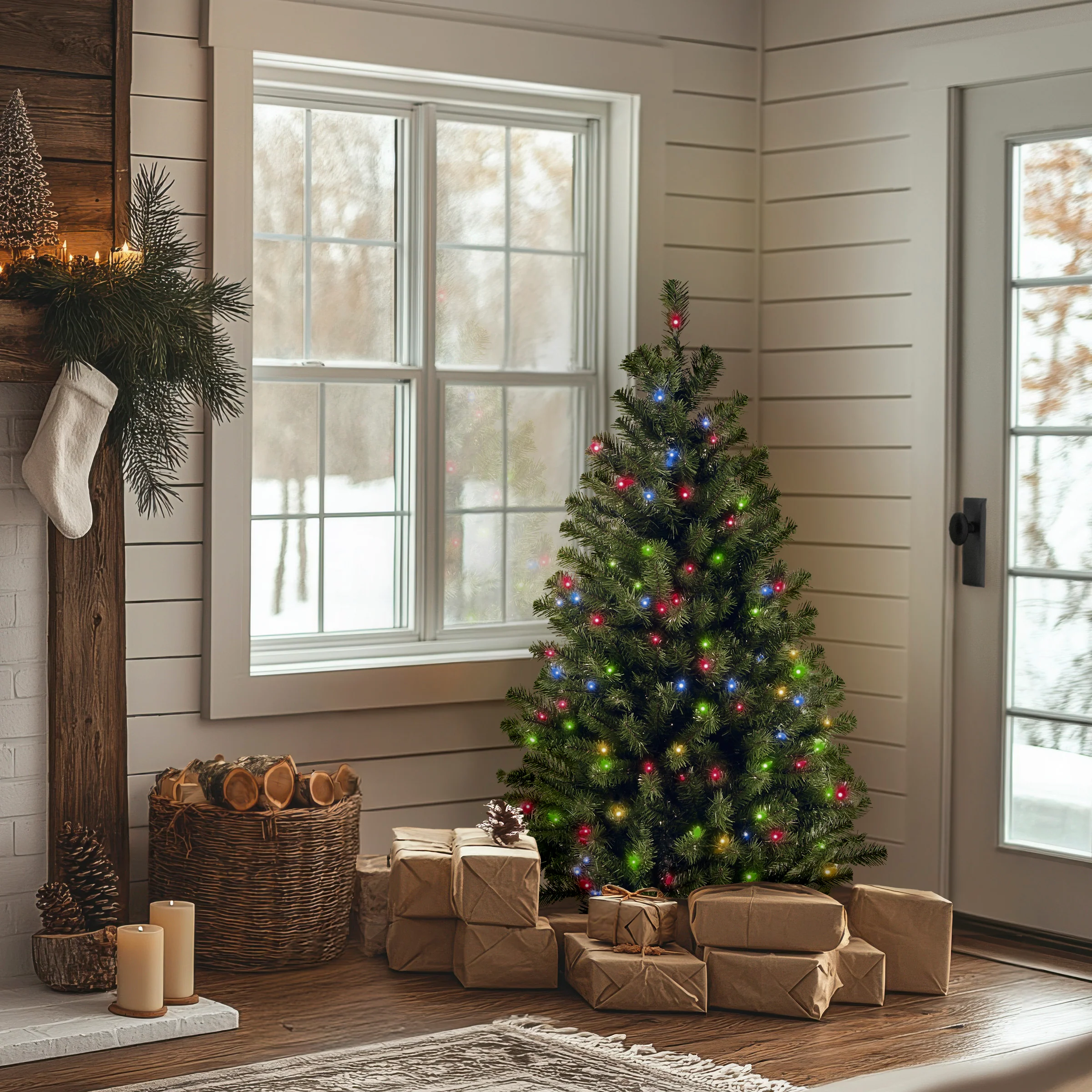 4.5 ft. Pre-Lit North Valley Spruce Tree with Multicolor Lights, Plug-In - Image 2