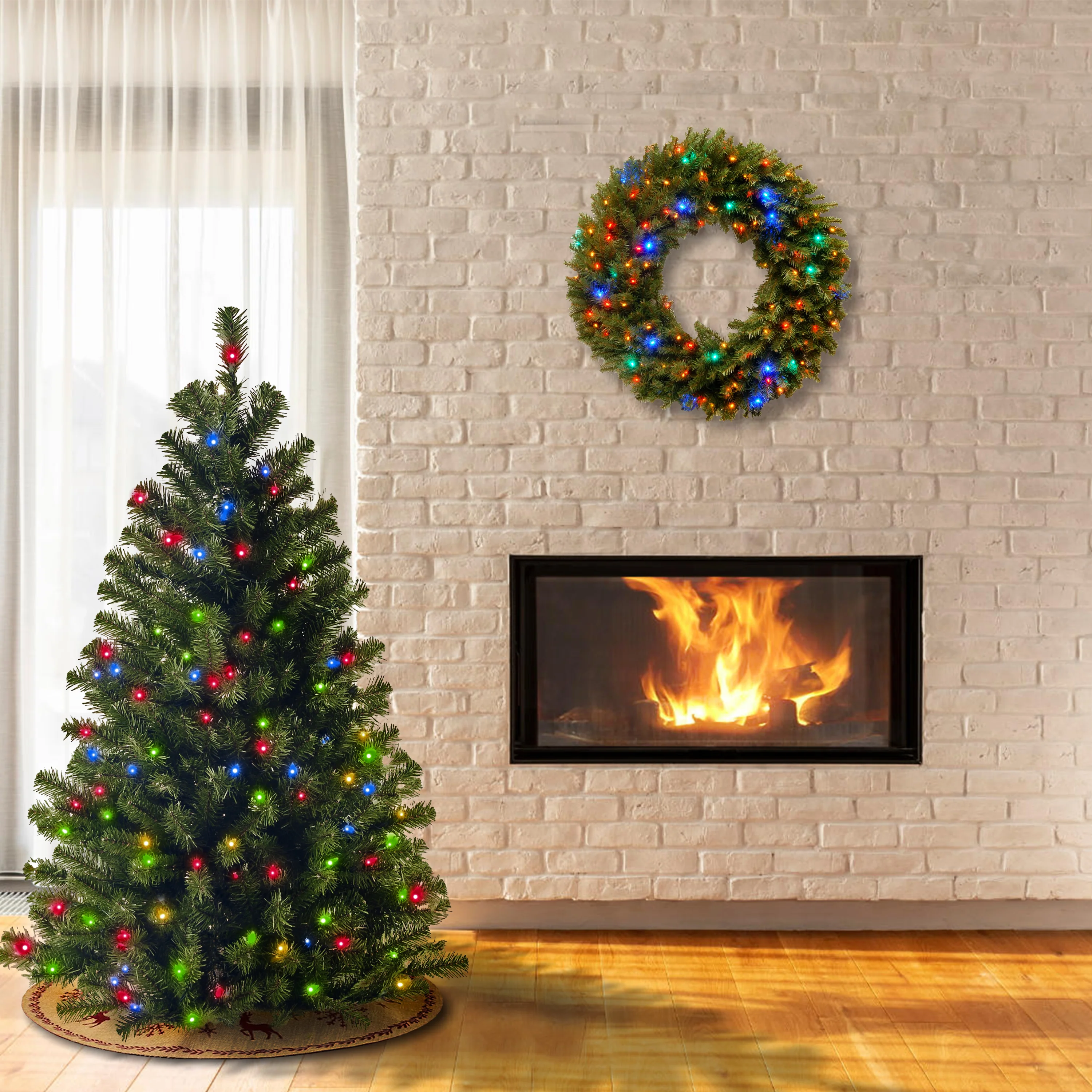 4.5 ft. Pre-Lit North Valley Spruce Tree with Multicolor Lights, Plug-In - Image 3