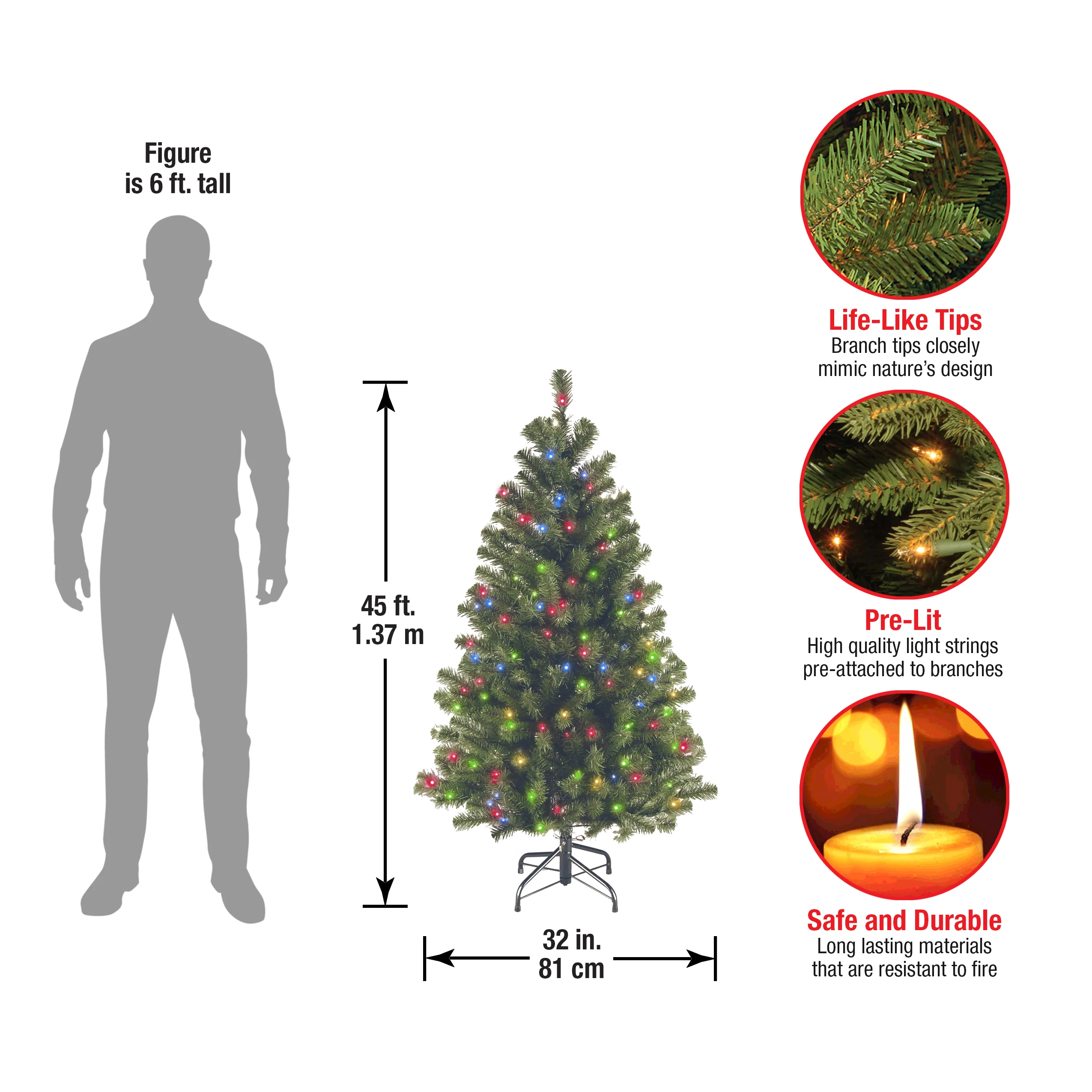 4.5 ft. Pre-Lit North Valley Spruce Tree with Multicolor Lights, Plug-In - Image 5
