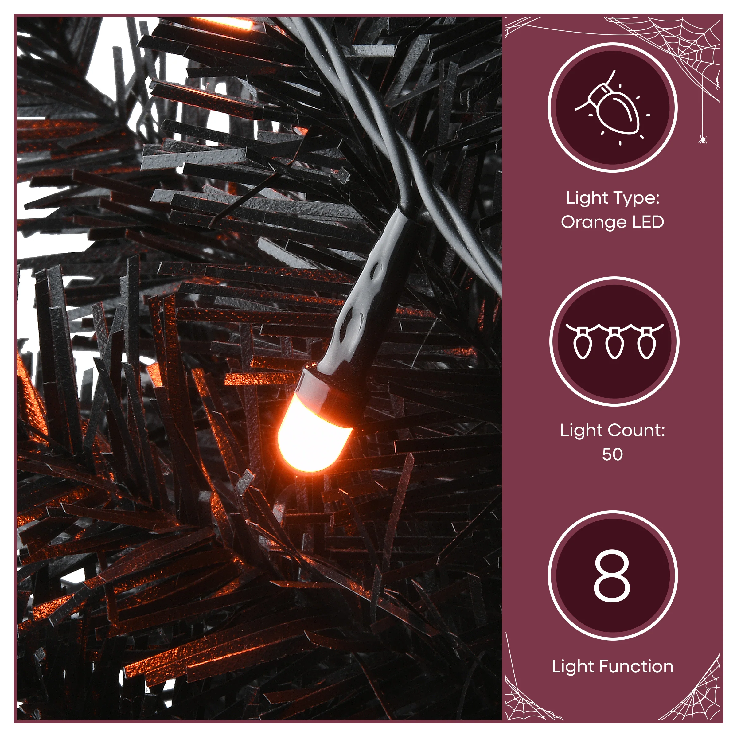 4 ft. Black Entrance Tree with String of Orange Lights, Plug-In - Image 5