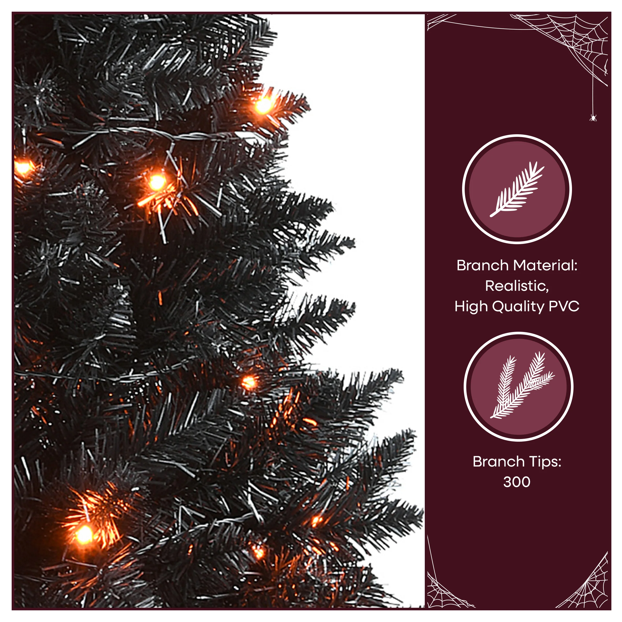 4 ft. Black Entrance Tree with String of Orange Lights, Plug-In - Image 6