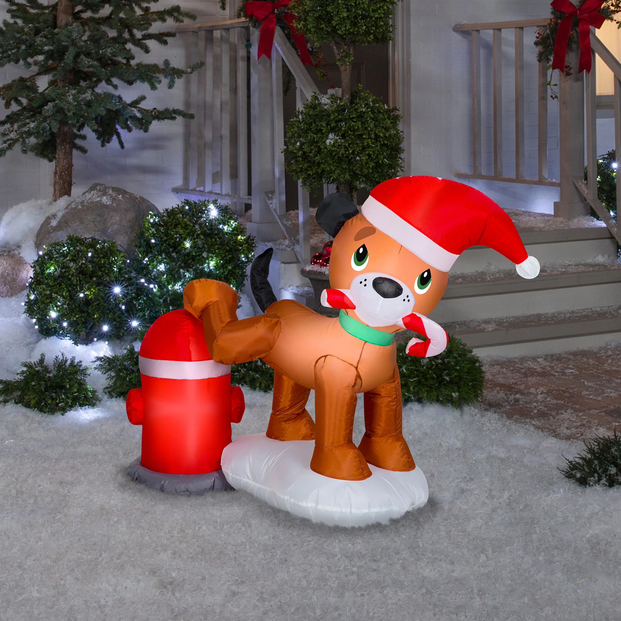 4 ft. Inflatable Puppy Dog and Fire Hydrant with LED Lights, Plug-In - Image 2