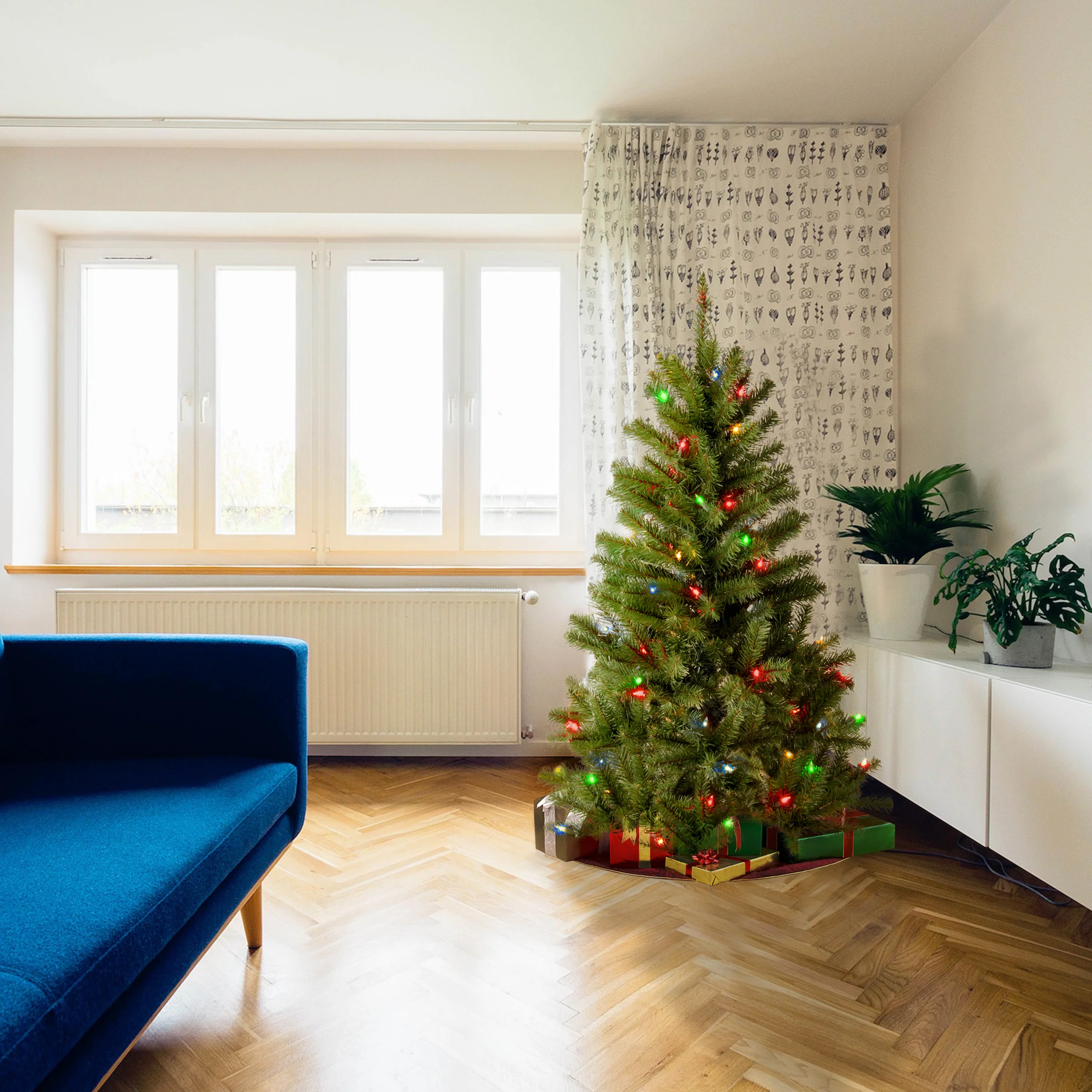 4 ft. Pre-Lit Canadian Fir Tree with Multicolor Lights - Image 2