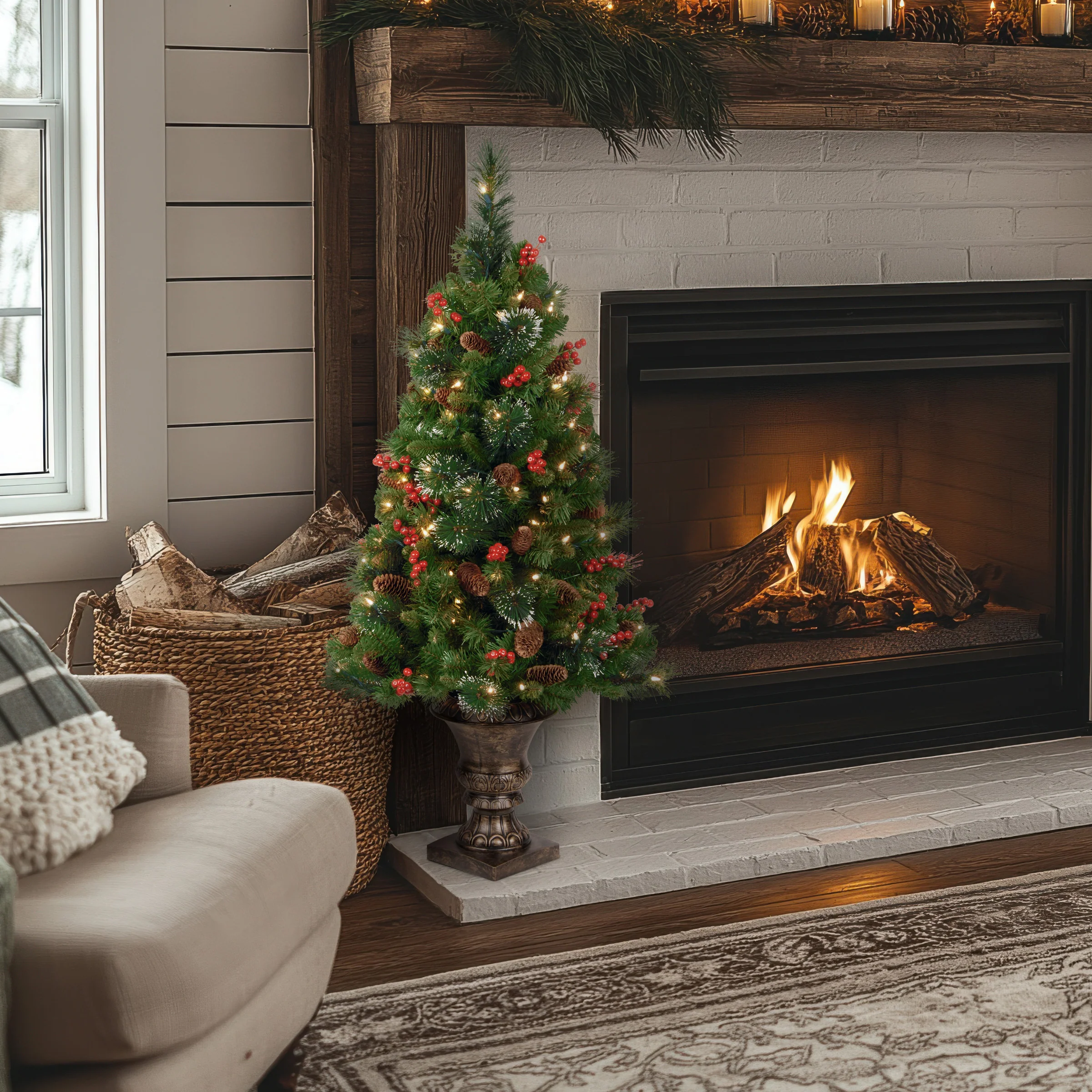 4 ft. Pre-Lit Crestwood Spruce Tree with Clear Lights, Plug-In - Image 2