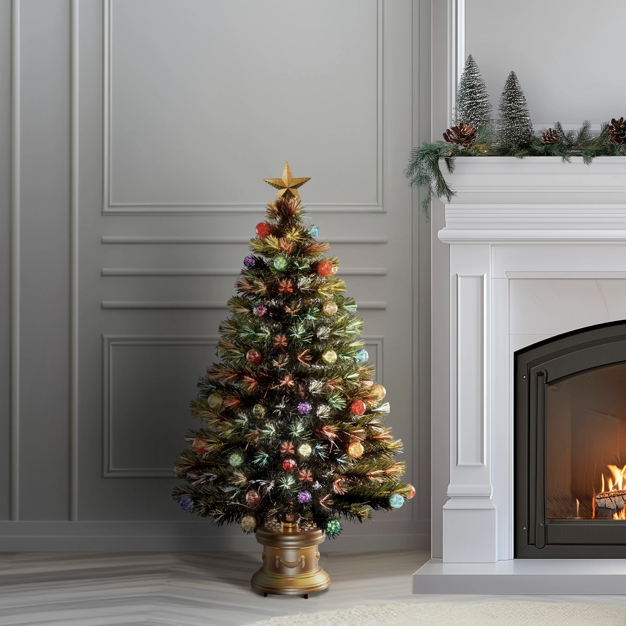 4 ft. Pre-Lit Fiber Optic Tree, Plug-In - Image 2